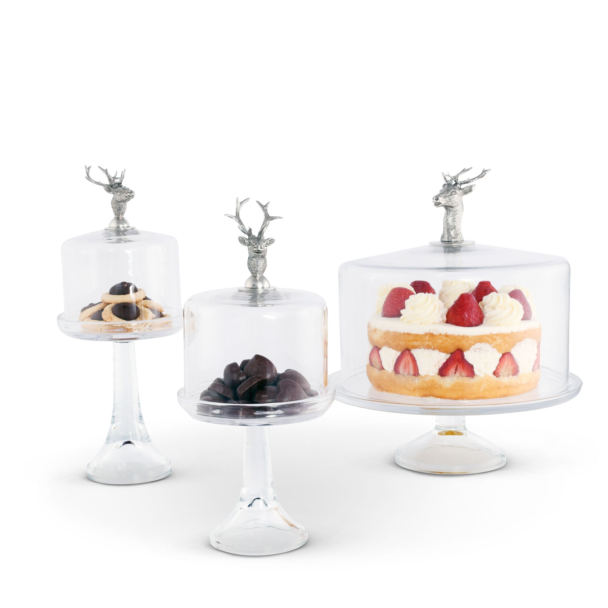 Vagabond House Serveware Vagabond House Elk Head Knob Glass Covered Cake / Dessert Stand Cake - 12" D x 4" H