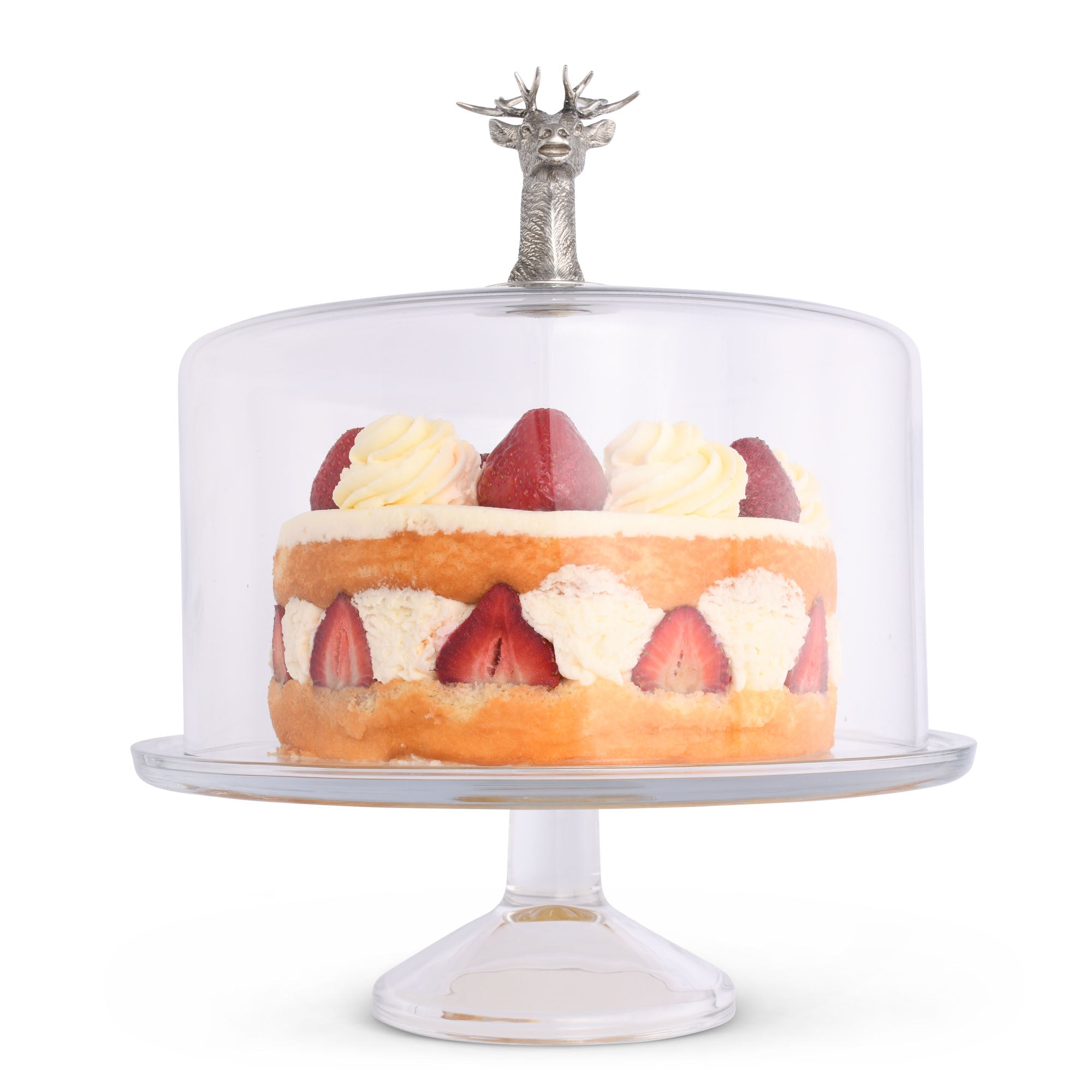 Vagabond House Serveware Vagabond House Elk Head Knob Glass Covered Cake / Dessert Stand Cake - 12" D x 4" H