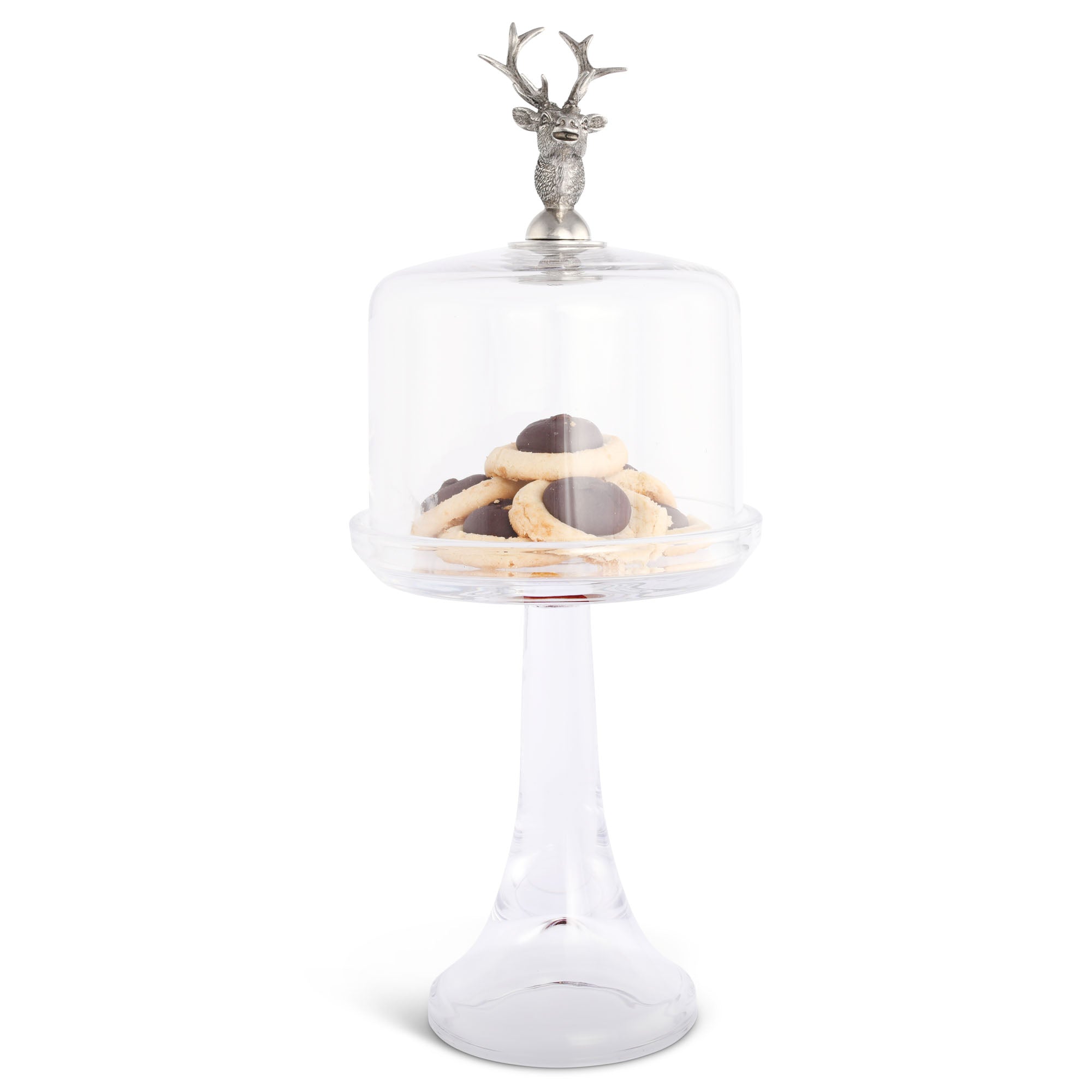 Vagabond House Serveware Vagabond House Elk Head Knob Glass Covered Cake / Dessert Stand Tall -  13" H x 6" D