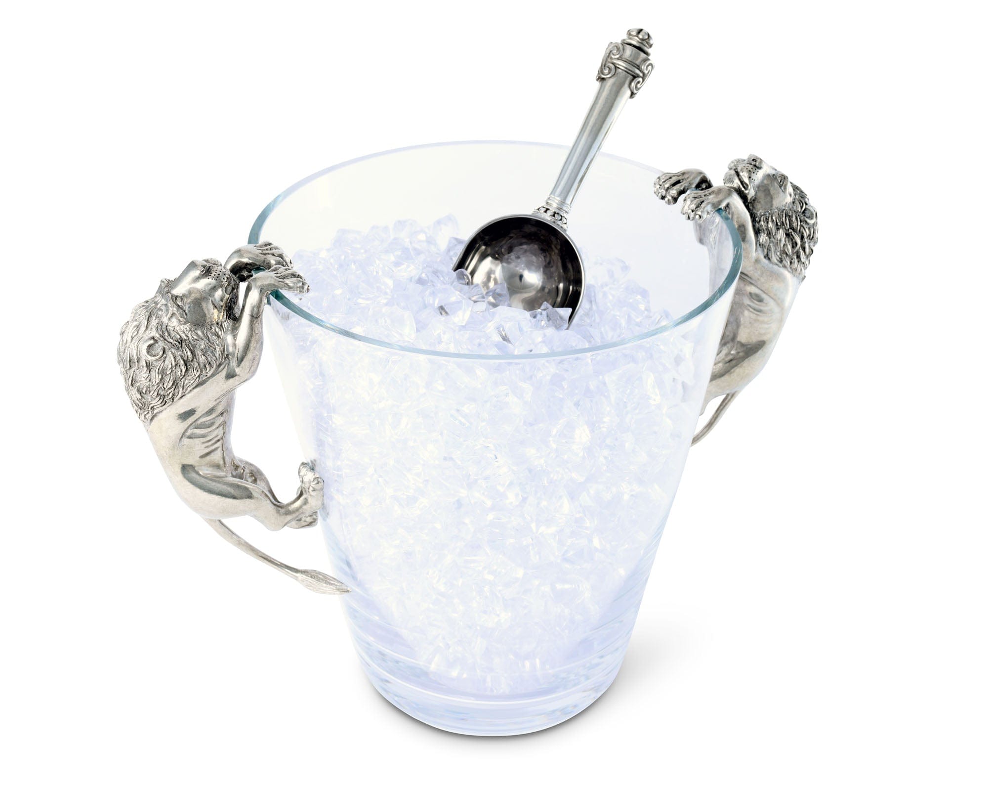 Vagabond House Serveware Vagabond House Glass Ice Bucket Lion Handles