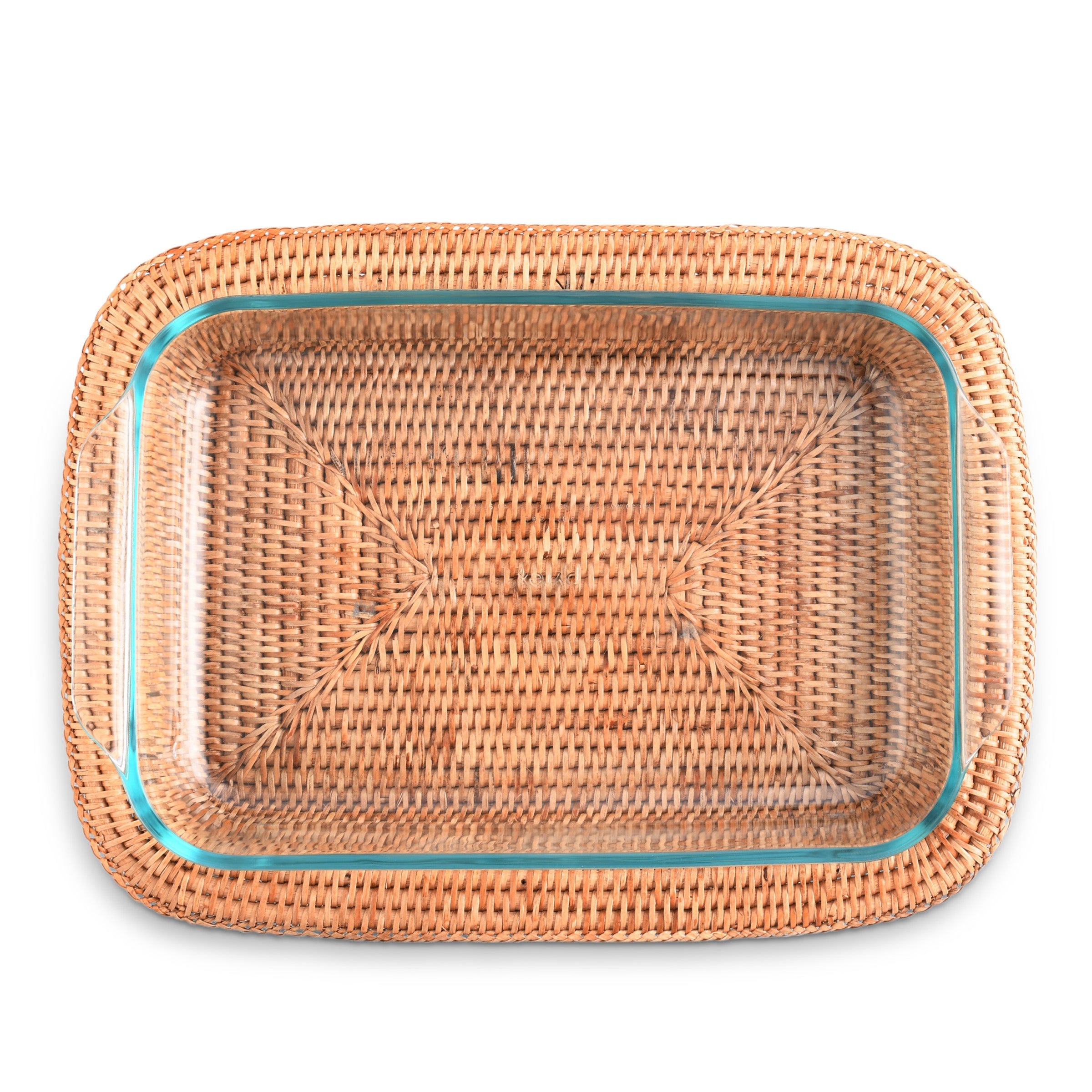 Vagabond House Serveware Vagabond House Hand Woven Rattan 3qt Rectangular Casserole Holder