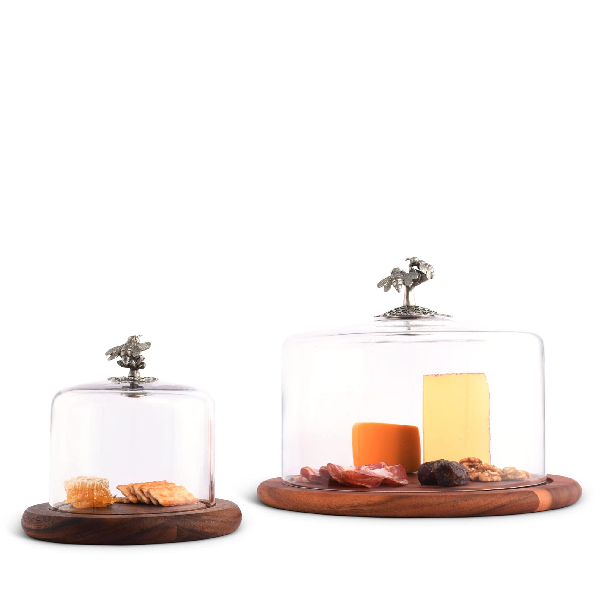 Vagabond House Serveware Vagabond House Honey Bee Glass Covered Cheese Wood Board Wood 6.5" D