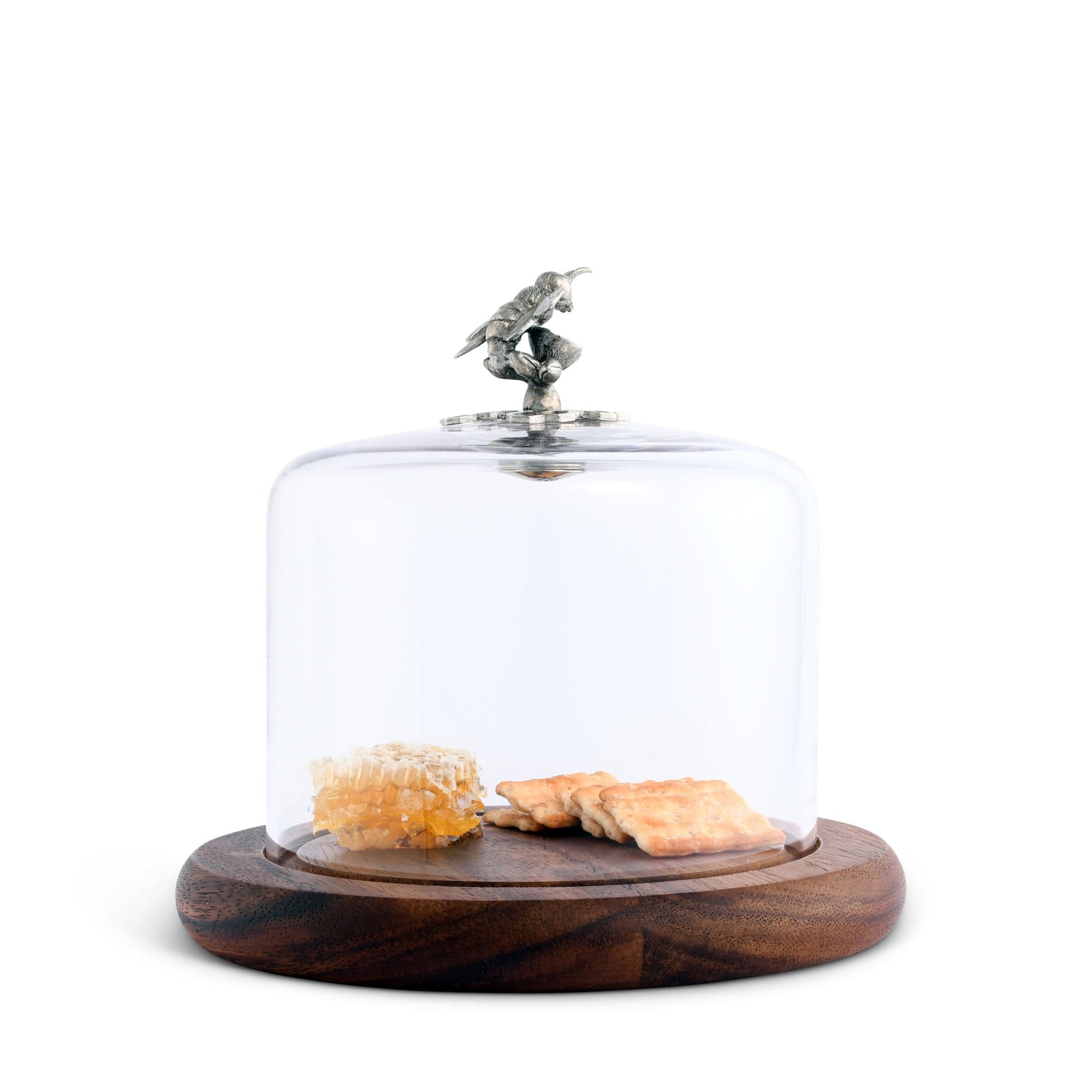 Vagabond House Serveware Vagabond House Honey Bee Glass Covered Cheese Wood Board Wood 6.5" D