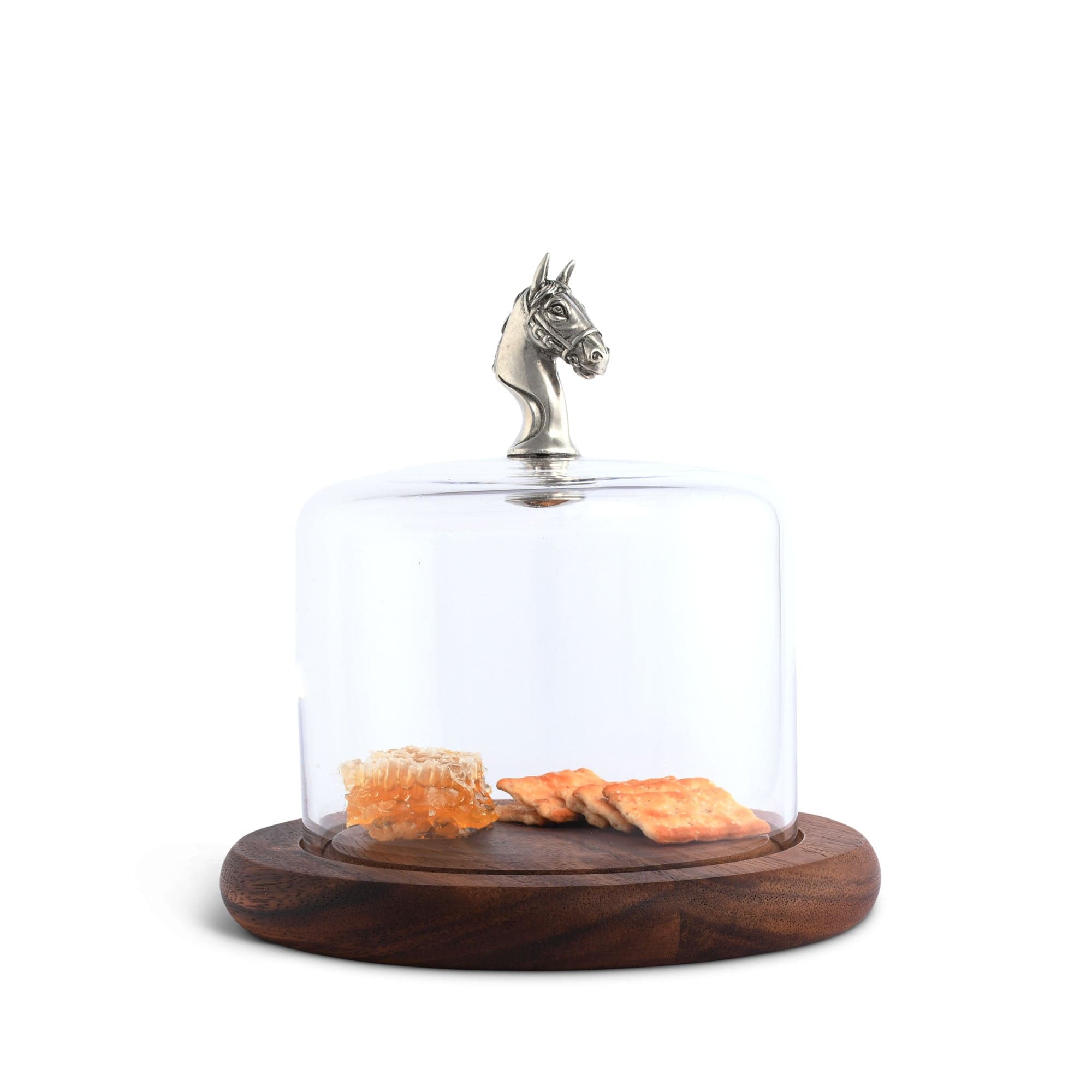 Vagabond House Serveware Vagabond House Horse Glass Covered Cheese Wood Board Wood 6.5" D