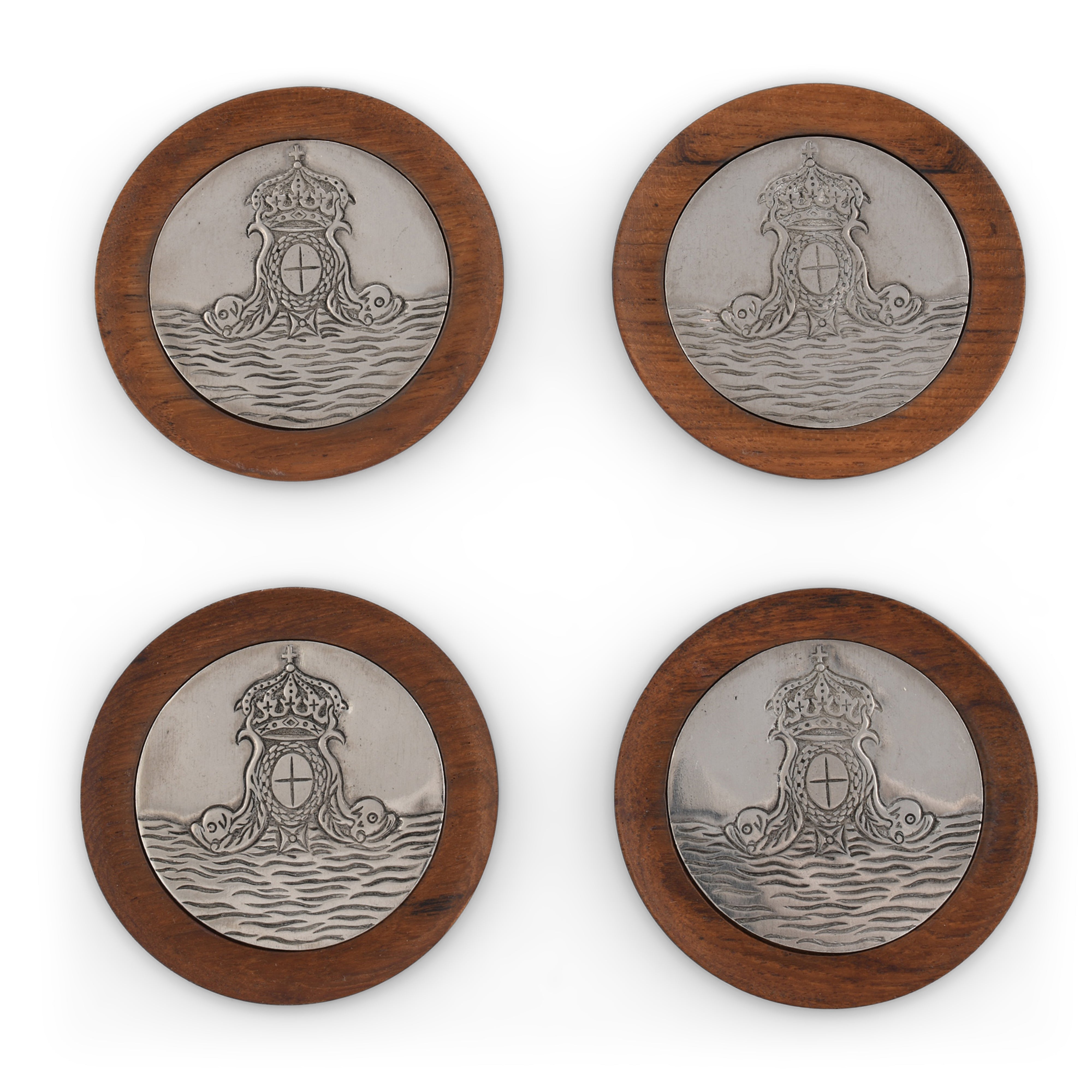 Vagabond House Serveware Vagabond House Ocean Crest Wood Drinking Glass Coasters - Set of 4