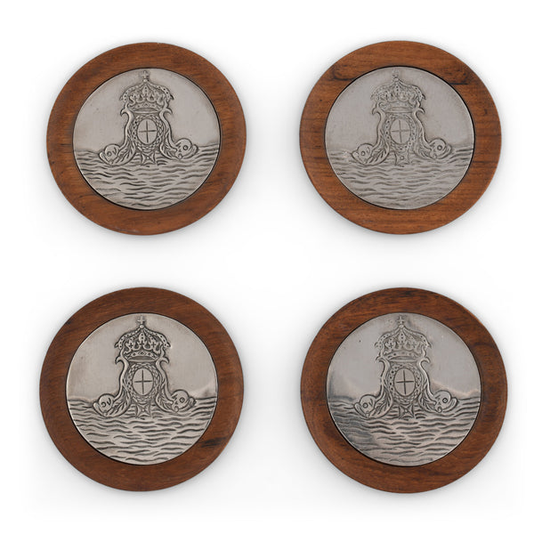 Vagabond House Serveware Vagabond House Ocean Crest Wood Drinking Glass Coasters - Set of 4