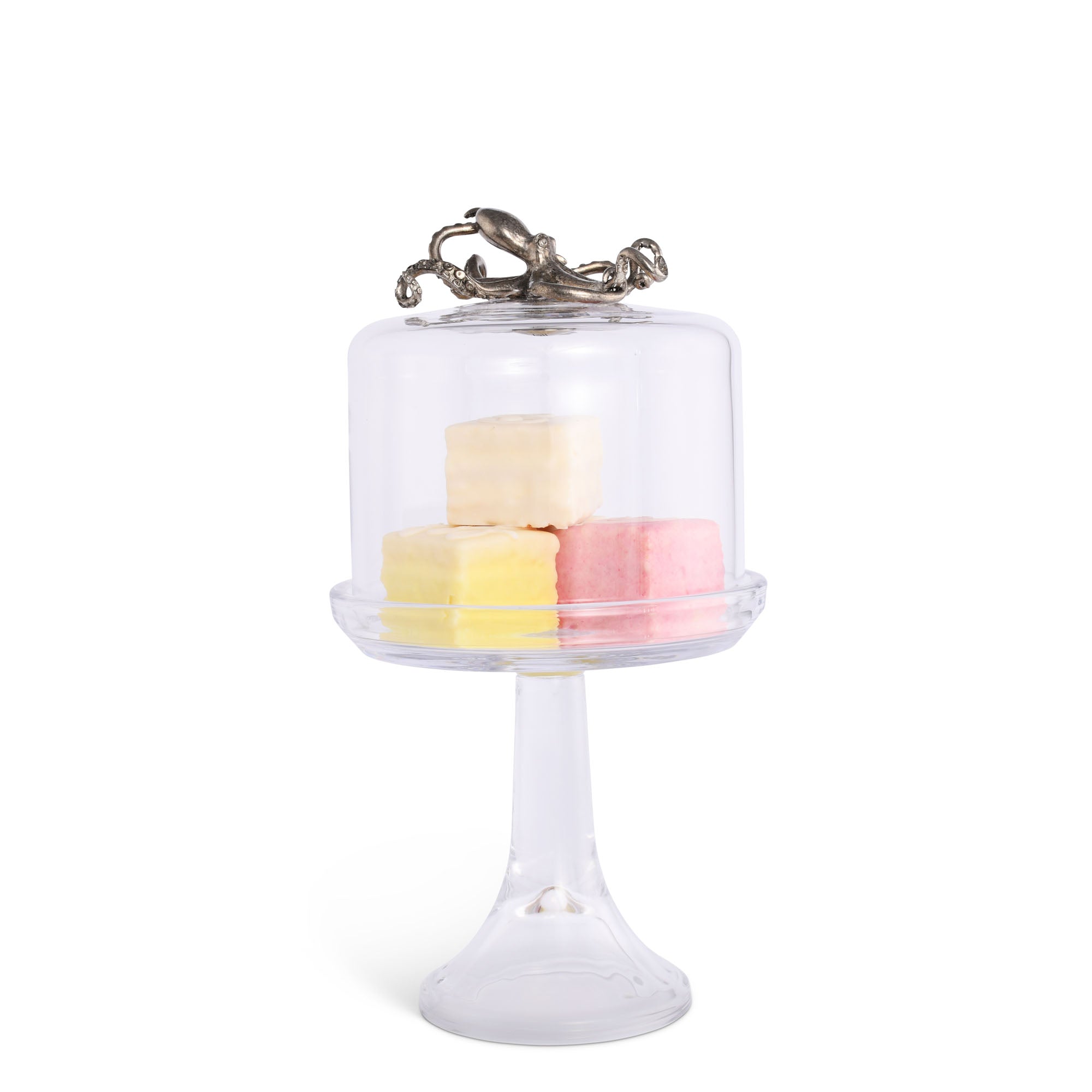 Vagabond House Serveware Vagabond House Octopus Glass Covered Cake / Dessert Stand Short - 11.5" H x 6" D