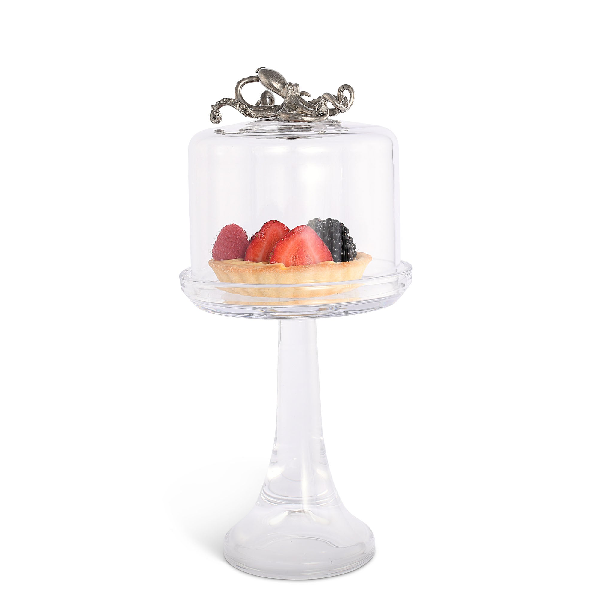 Vagabond House Serveware Vagabond House Octopus Glass Covered Cake / Dessert Stand Tall -  13" H x 6" D