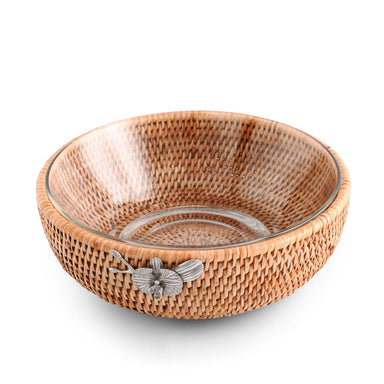 Vagabond House Serveware Vagabond House Orchid  Hand Woven Wicker Natural Rattan Serving Bowl