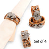 Vagabond House Serveware Vagabond House Orchid Hand Woven Wicker Rattan Napkin Ring - Set of 4