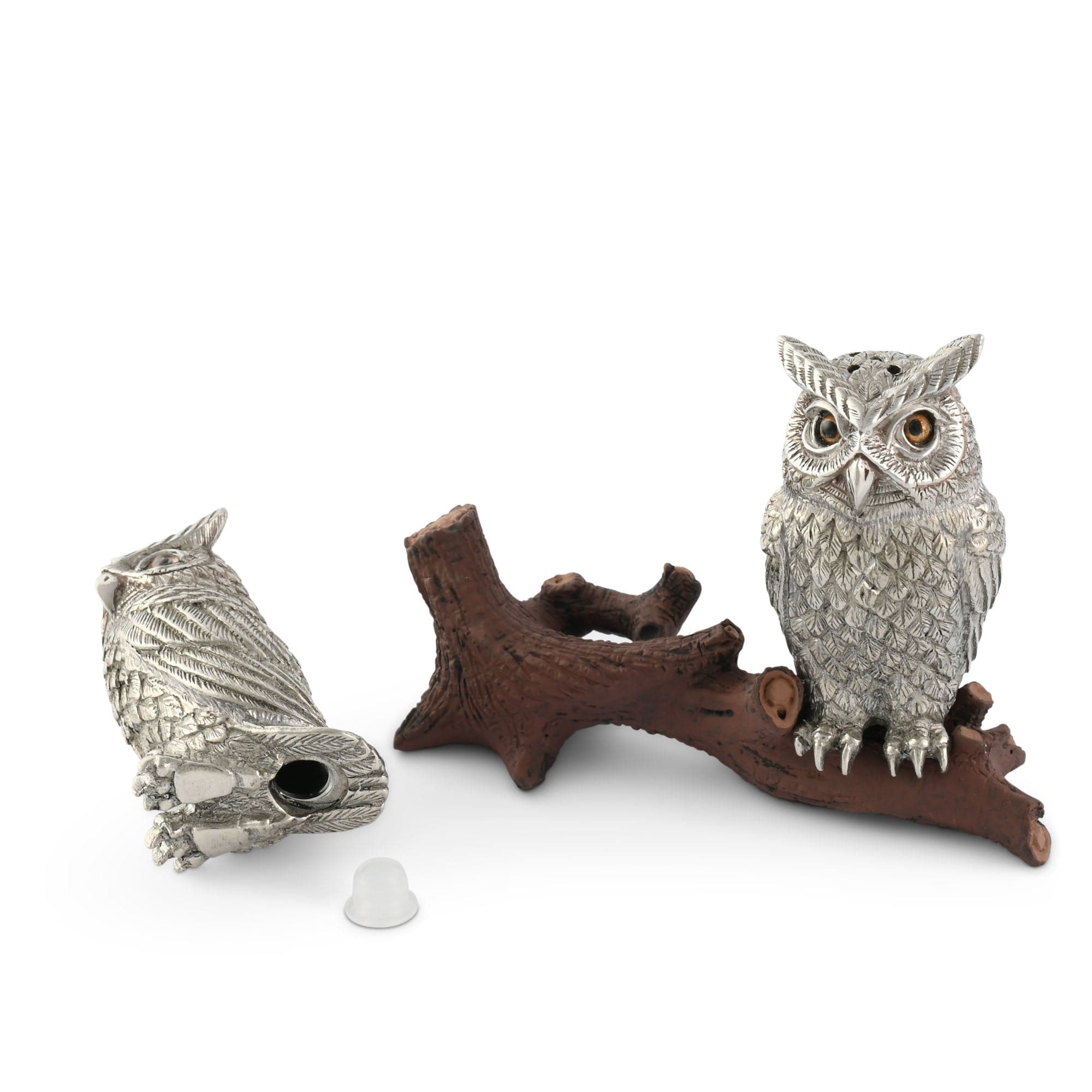 Vagabond House Serveware Vagabond House Owl on Log Salt and Pepper Shaker
