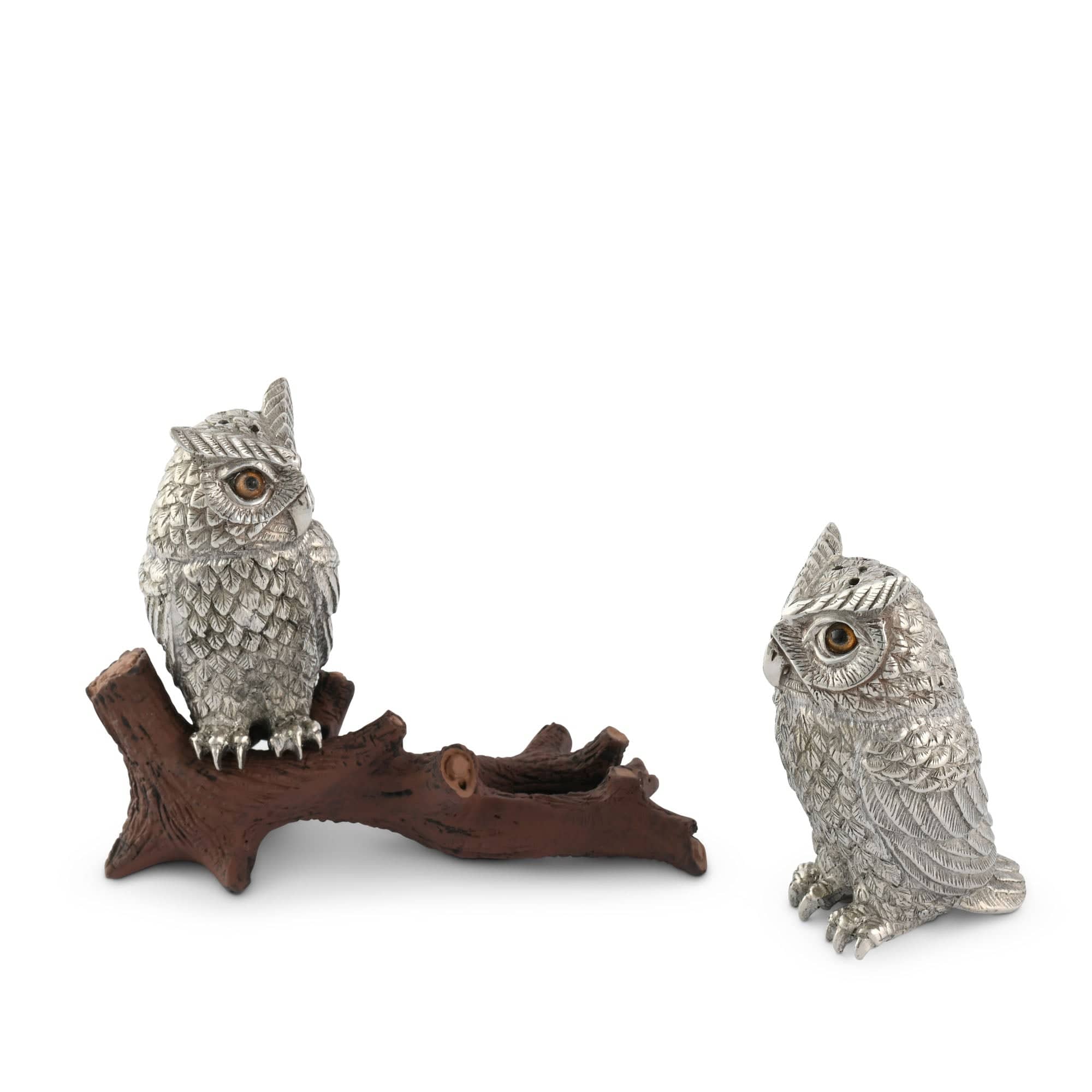 Vagabond House Serveware Vagabond House Owl on Log Salt and Pepper Shaker