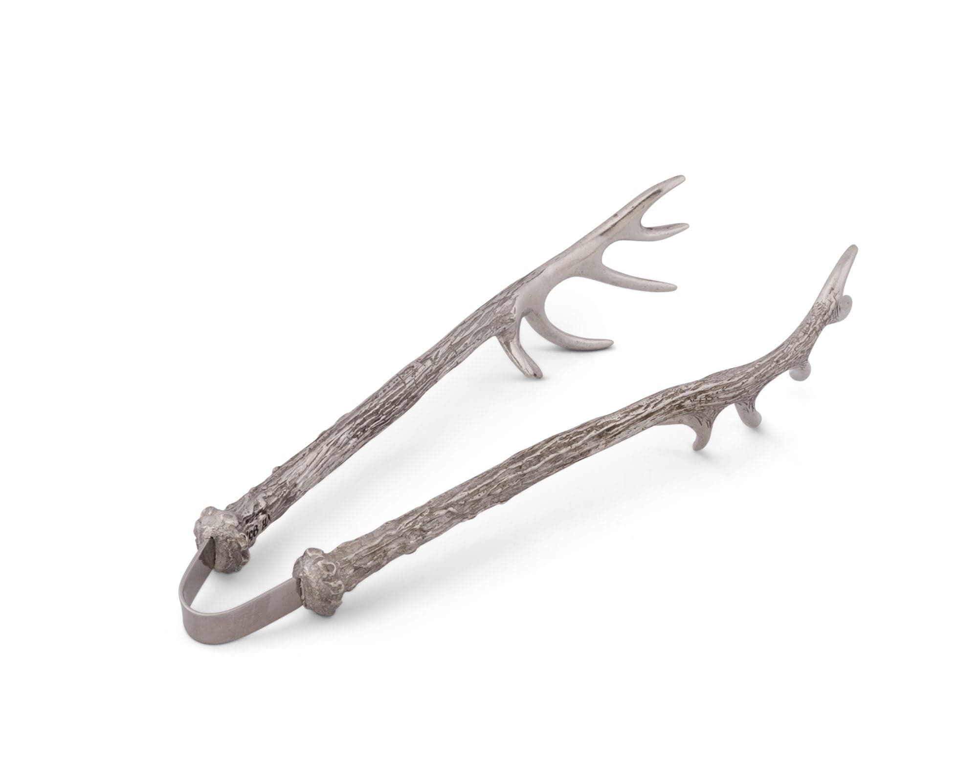 Vagabond House Serveware Vagabond House Pewter Antler Pattern Ice / Bread Tongs