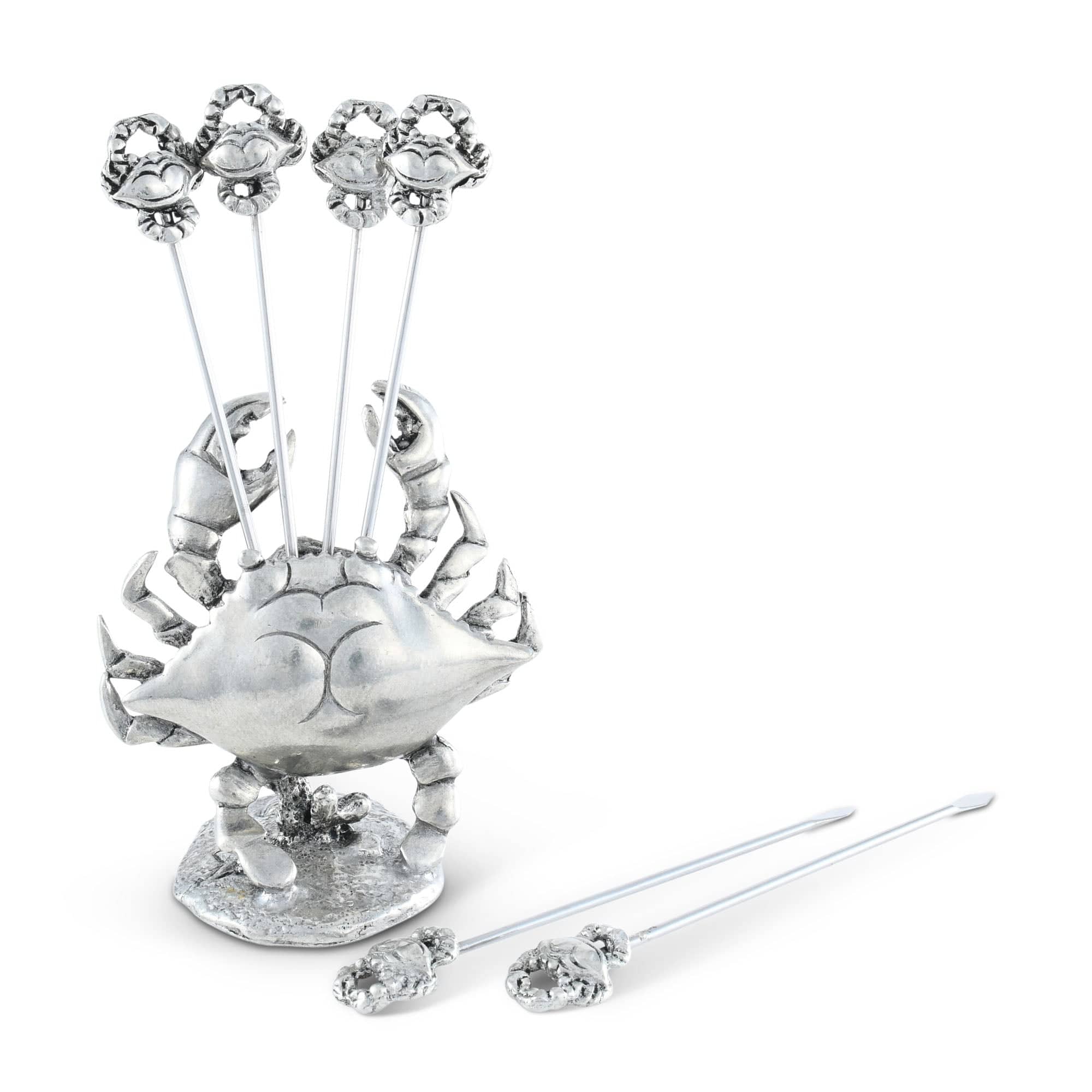 Vagabond House Serveware Vagabond House Pewter Blue Crab Cheese Pick Set