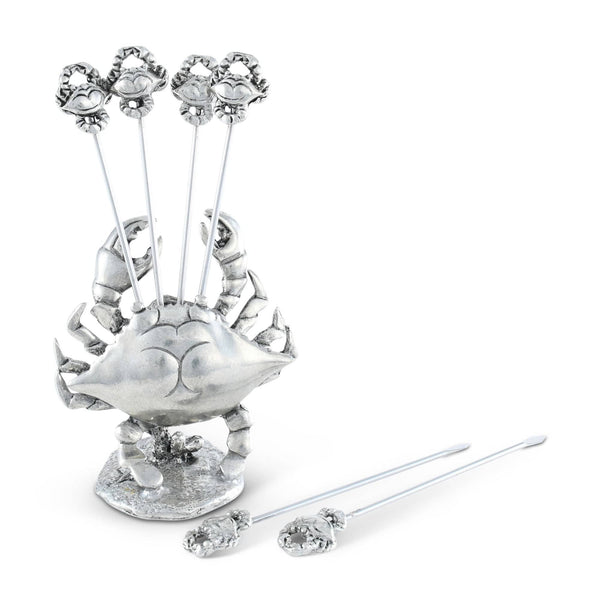 Vagabond House Serveware Vagabond House Pewter Blue Crab Cheese Pick Set