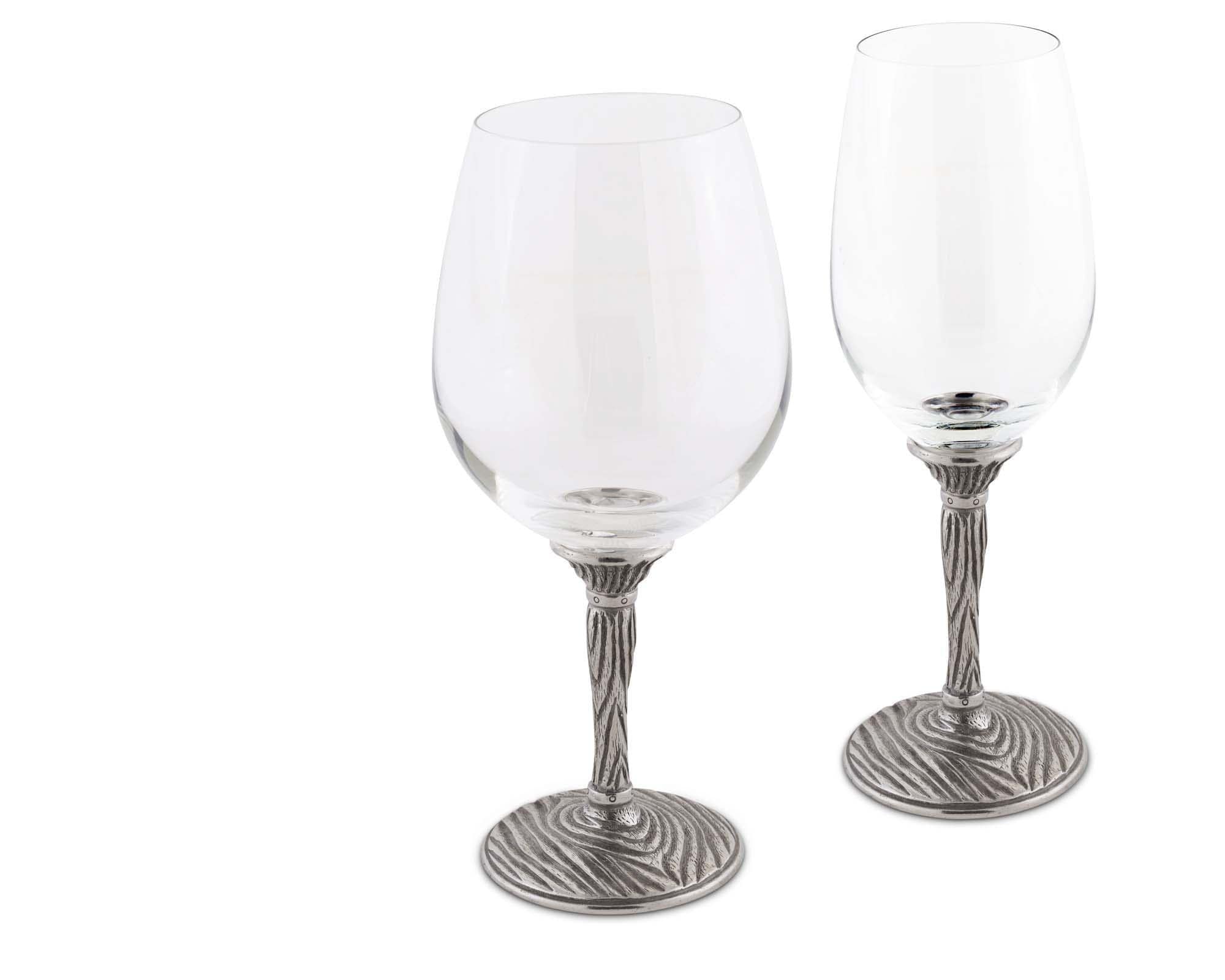 Vagabond House Serveware Vagabond House Pewter Faux Bois Wine Glasses White