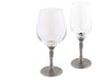 Vagabond House Serveware Vagabond House Pewter Faux Bois Wine Glasses White