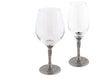 Vagabond House Serveware Vagabond House Pewter Faux Bois Wine Glasses White