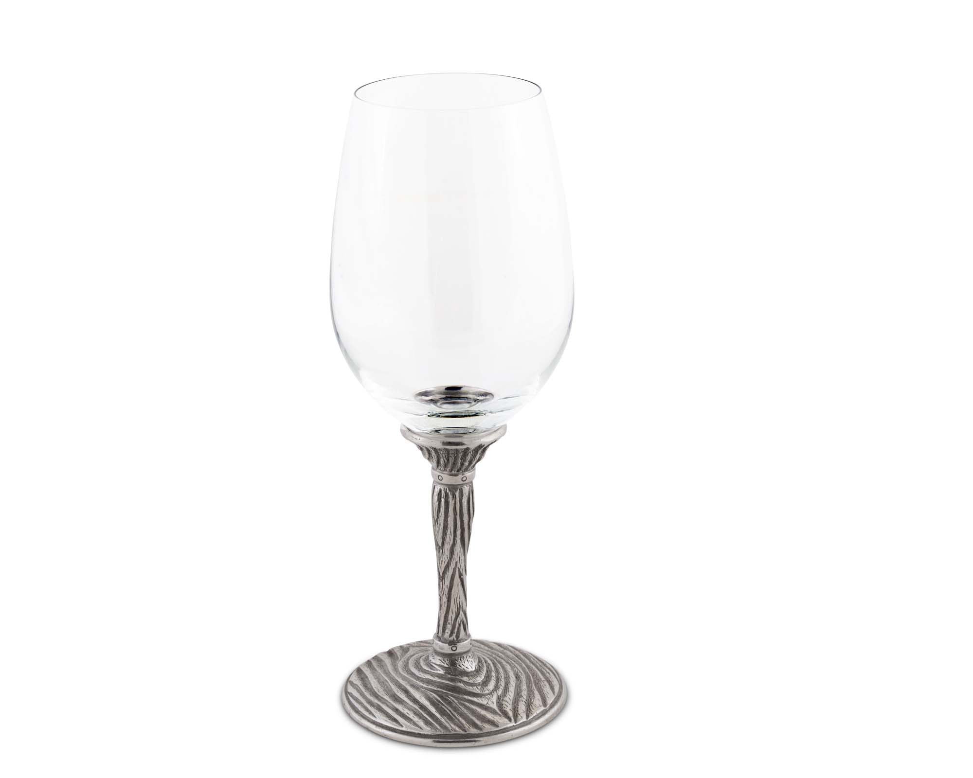 Vagabond House Serveware Vagabond House Pewter Faux Bois Wine Glasses White