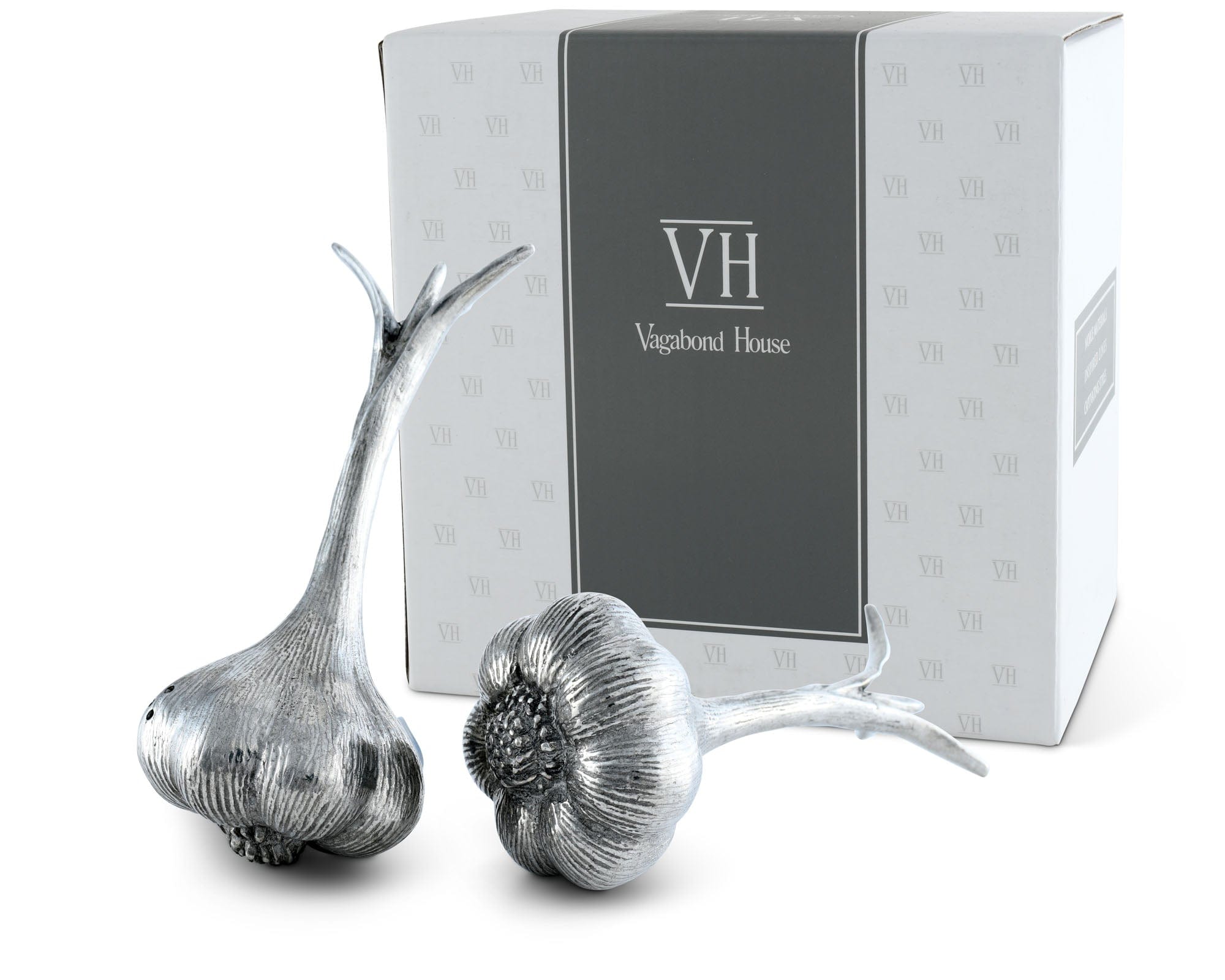 Vagabond House Serveware Vagabond House Pewter Garlic Salt & Pepper Set