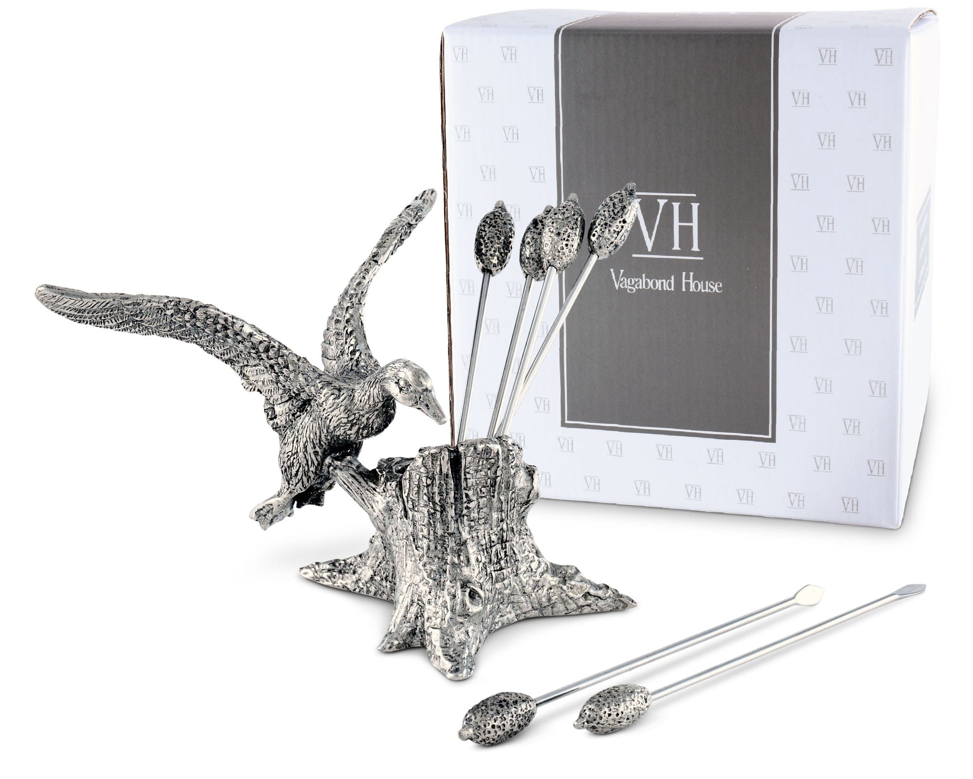 Vagabond House Serveware Vagabond House Pewter Mallard Duck Cheese Pick Set