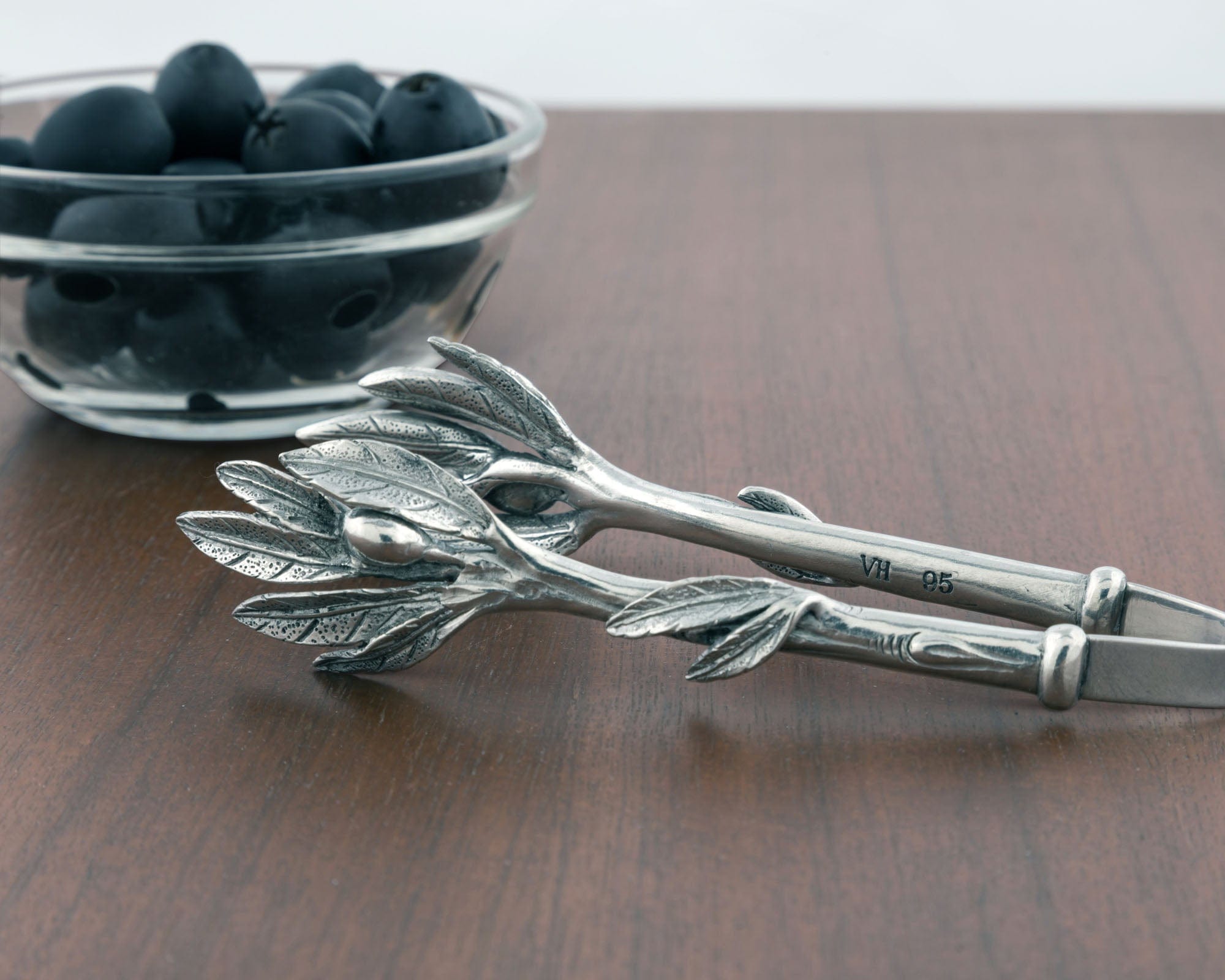Vagabond House Serveware Vagabond House Pewter Olive Pattern Nuts and Olives Tongs