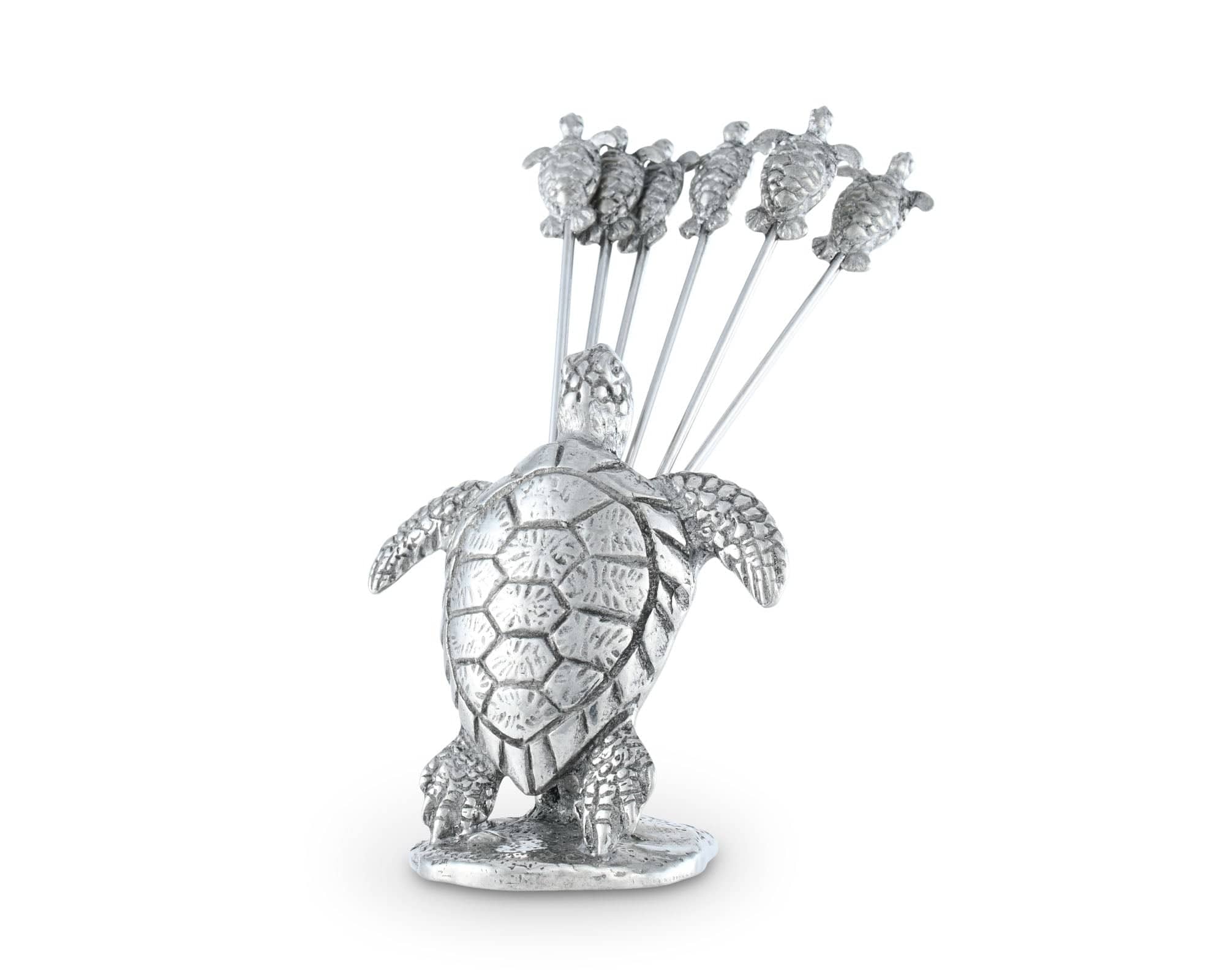 Vagabond House Serveware Vagabond House Pewter Sea Turtle Cheese Pick Set
