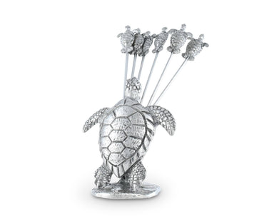 Vagabond House Serveware Vagabond House Pewter Sea Turtle Cheese Pick Set