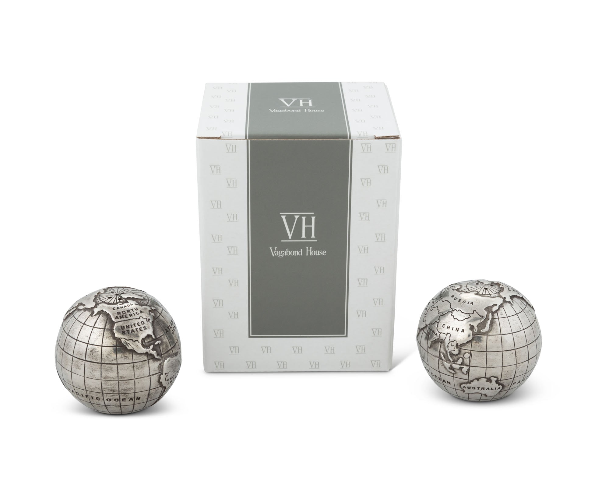 Vagabond House Serveware Vagabond House Pewter World Globe Salt & Pepper Set