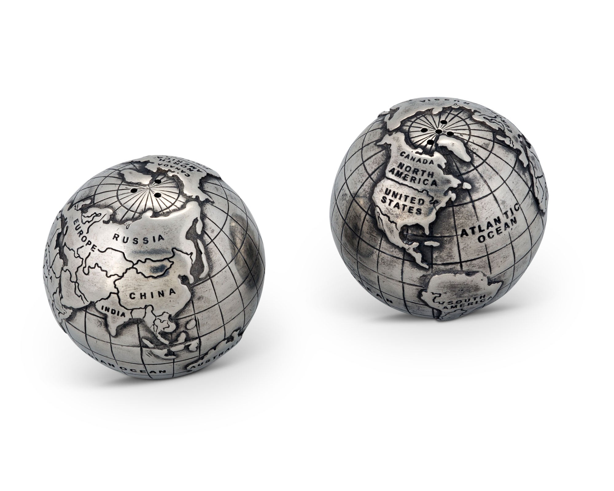 Vagabond House Serveware Vagabond House Pewter World Globe Salt & Pepper Set