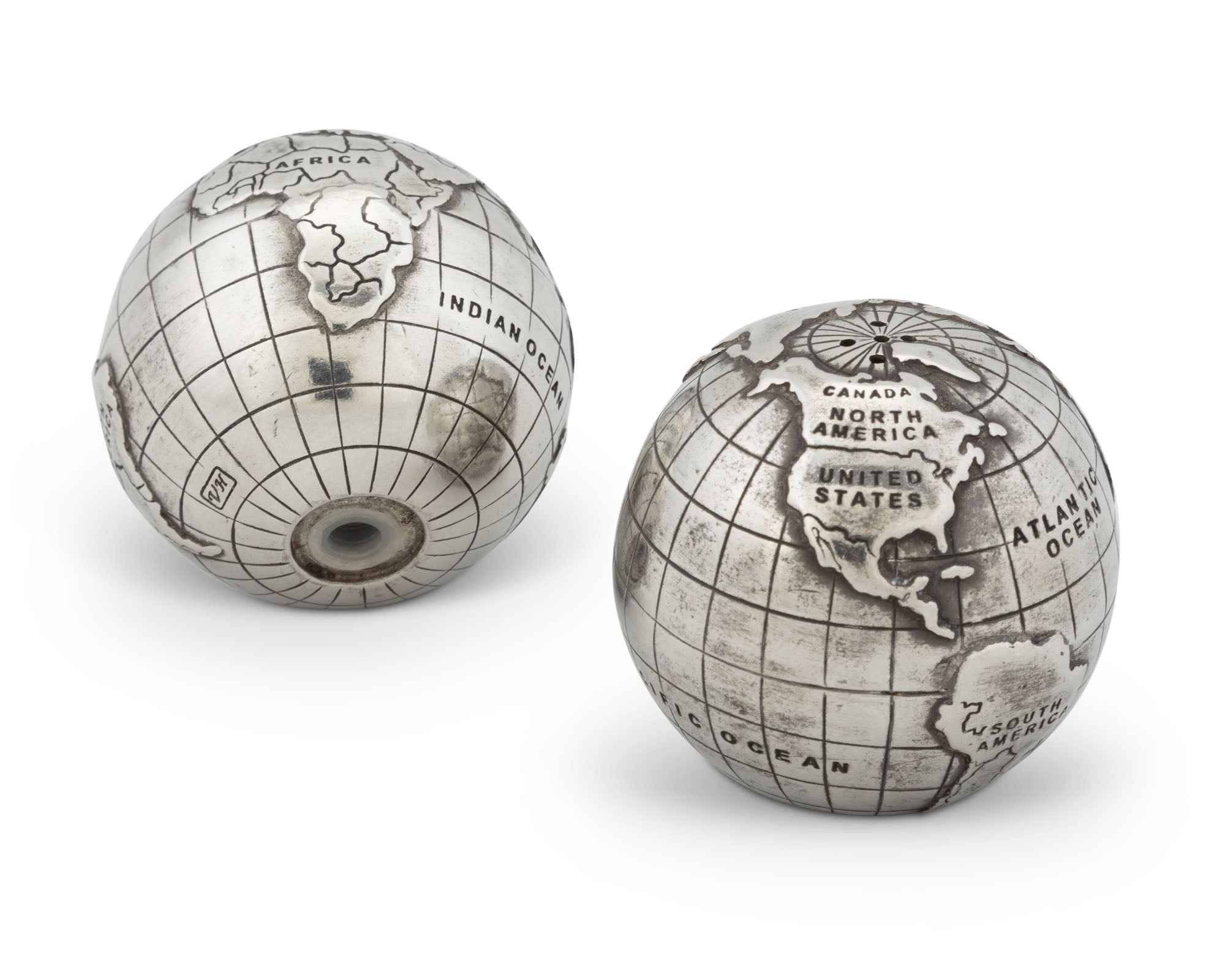 Vagabond House Serveware Vagabond House Pewter World Globe Salt & Pepper Set