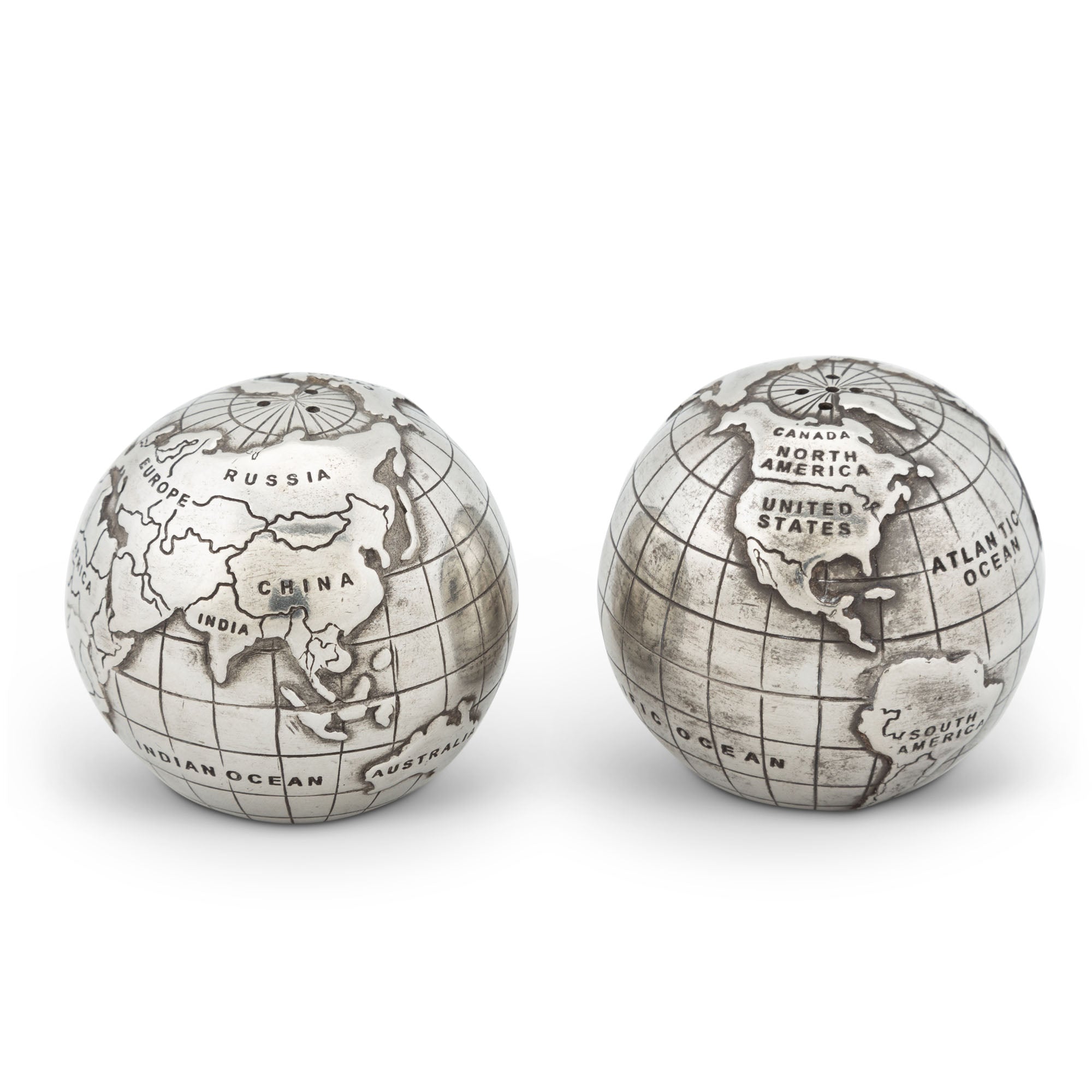Vagabond House Serveware Vagabond House Pewter World Globe Salt & Pepper Set
