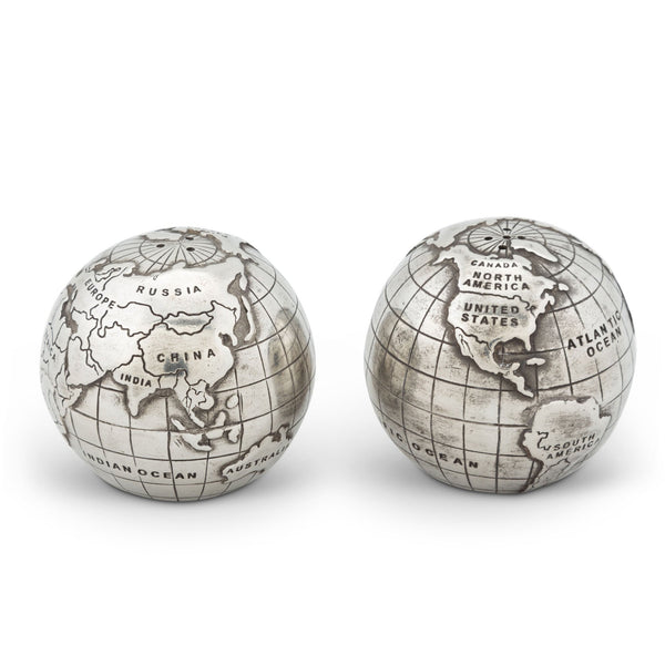 Vagabond House Serveware Vagabond House Pewter World Globe Salt & Pepper Set