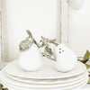 Vagabond House Serveware Vagabond House Porcelain Pear Salt and Pepper with Pewter Leaf