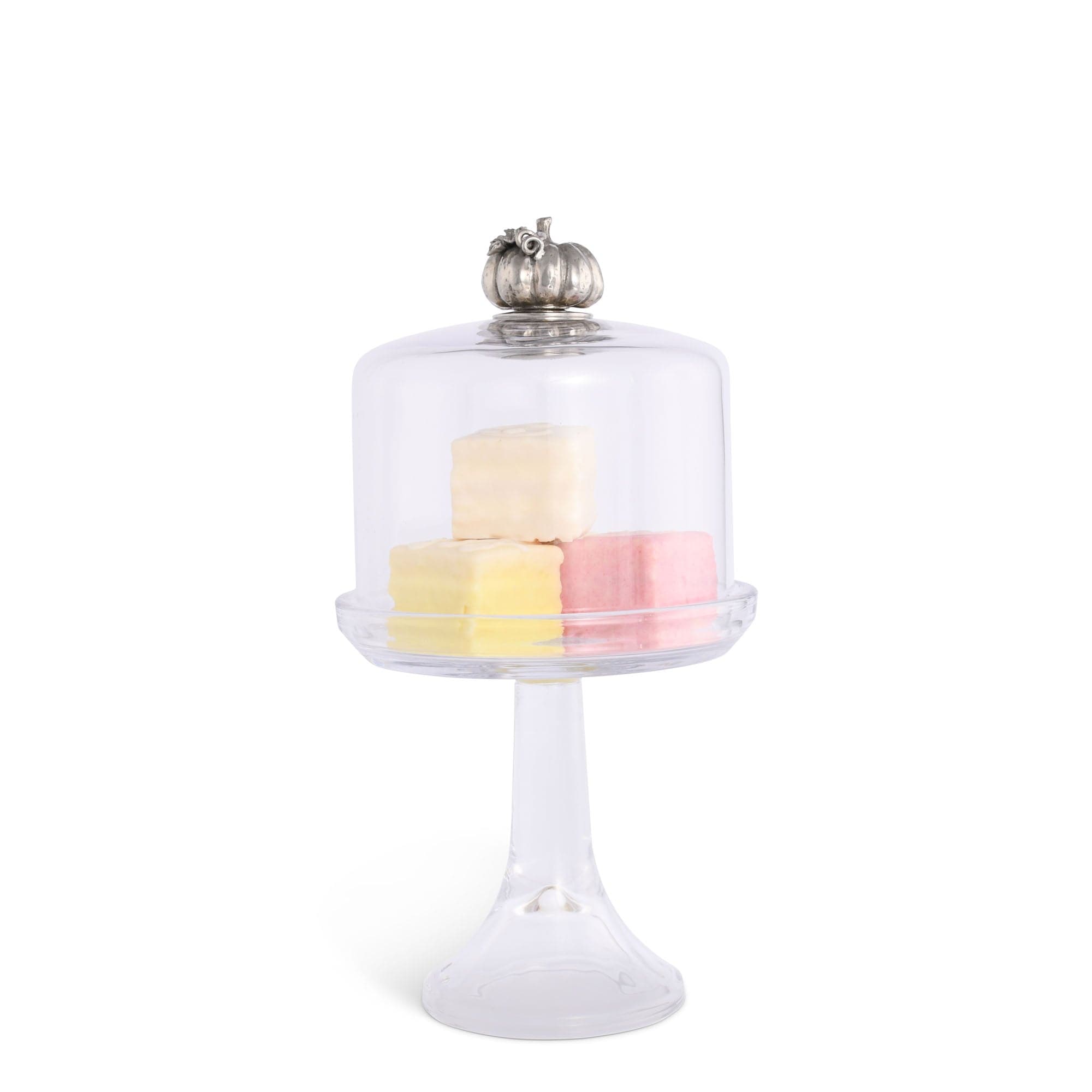 Vagabond House Serveware Vagabond House Pumpkin Knob Glass Covered Cake / Dessert Stand Short - 11.5" H x 6" D