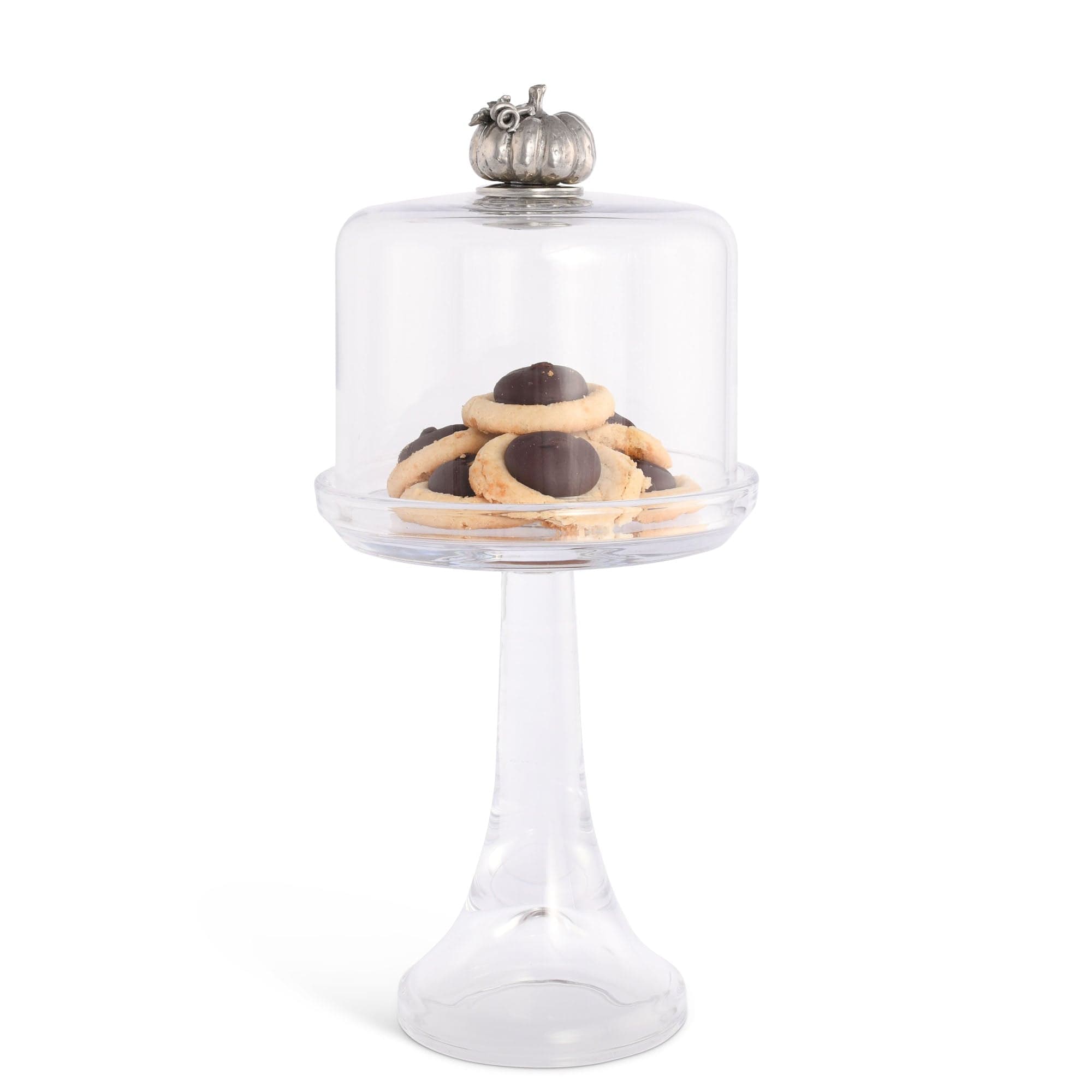 Vagabond House Serveware Vagabond House Pumpkin Knob Glass Covered Cake / Dessert Stand Tall -  13" H x 6" D