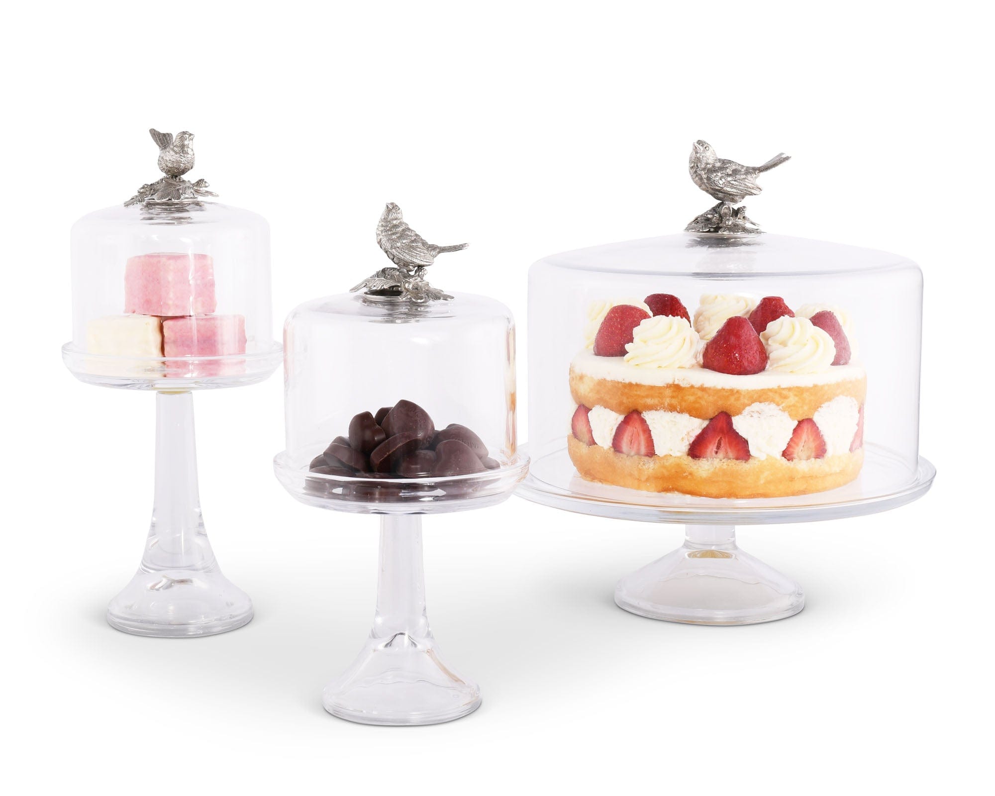Vagabond House Serveware Vagabond House Song Bird Glass Covered Cake / Dessert Stand Tall -  13" H x 6" D