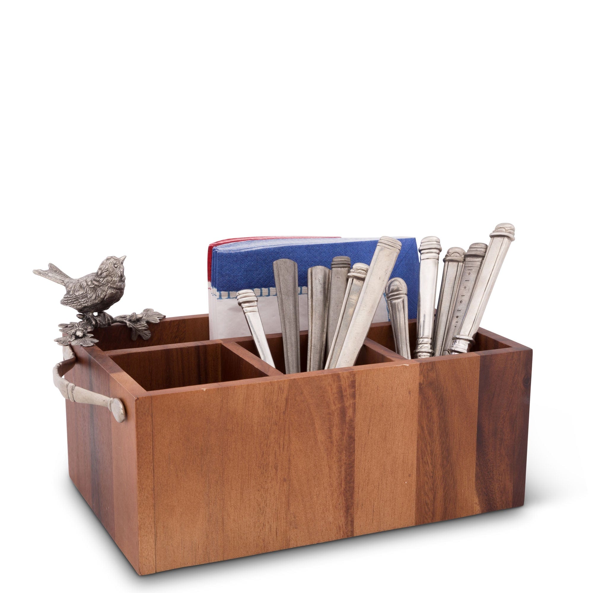 Vagabond House Serveware Vagabond House Song Bird Wood Flatware Caddy