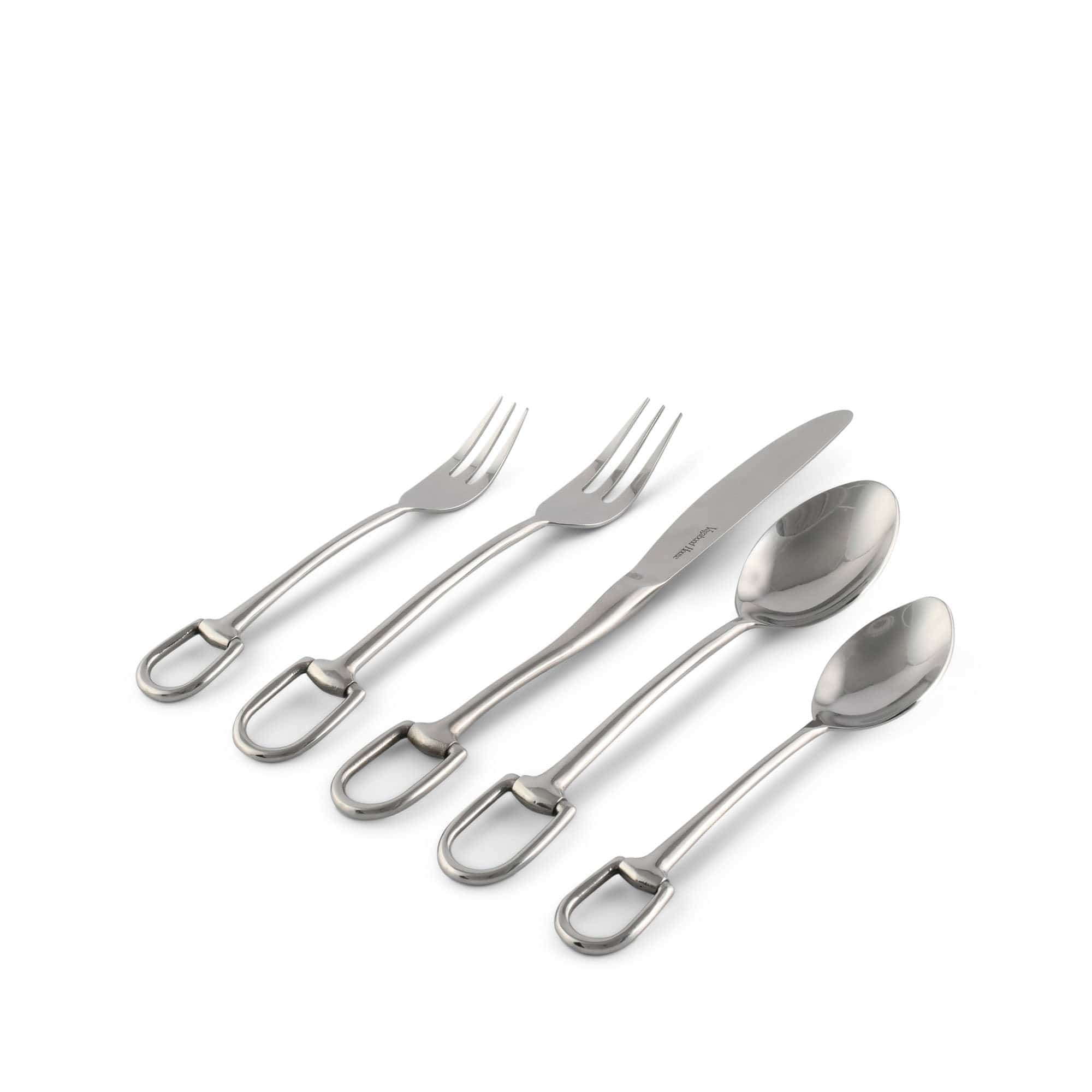 Vagabond House Serveware Vagabond House Stirrup Five piece Flatware Set - Stainless Steel Matt Silver