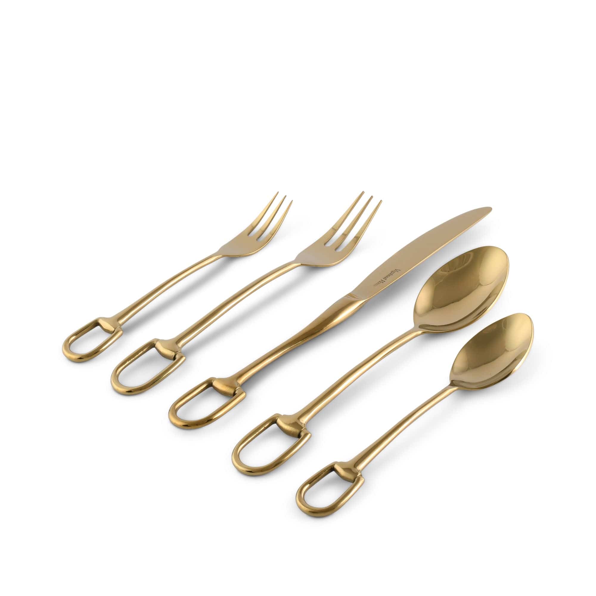 Vagabond House Serveware Vagabond House Stirrup Five piece Flatware Set - Stainless Steel Shiny Gold