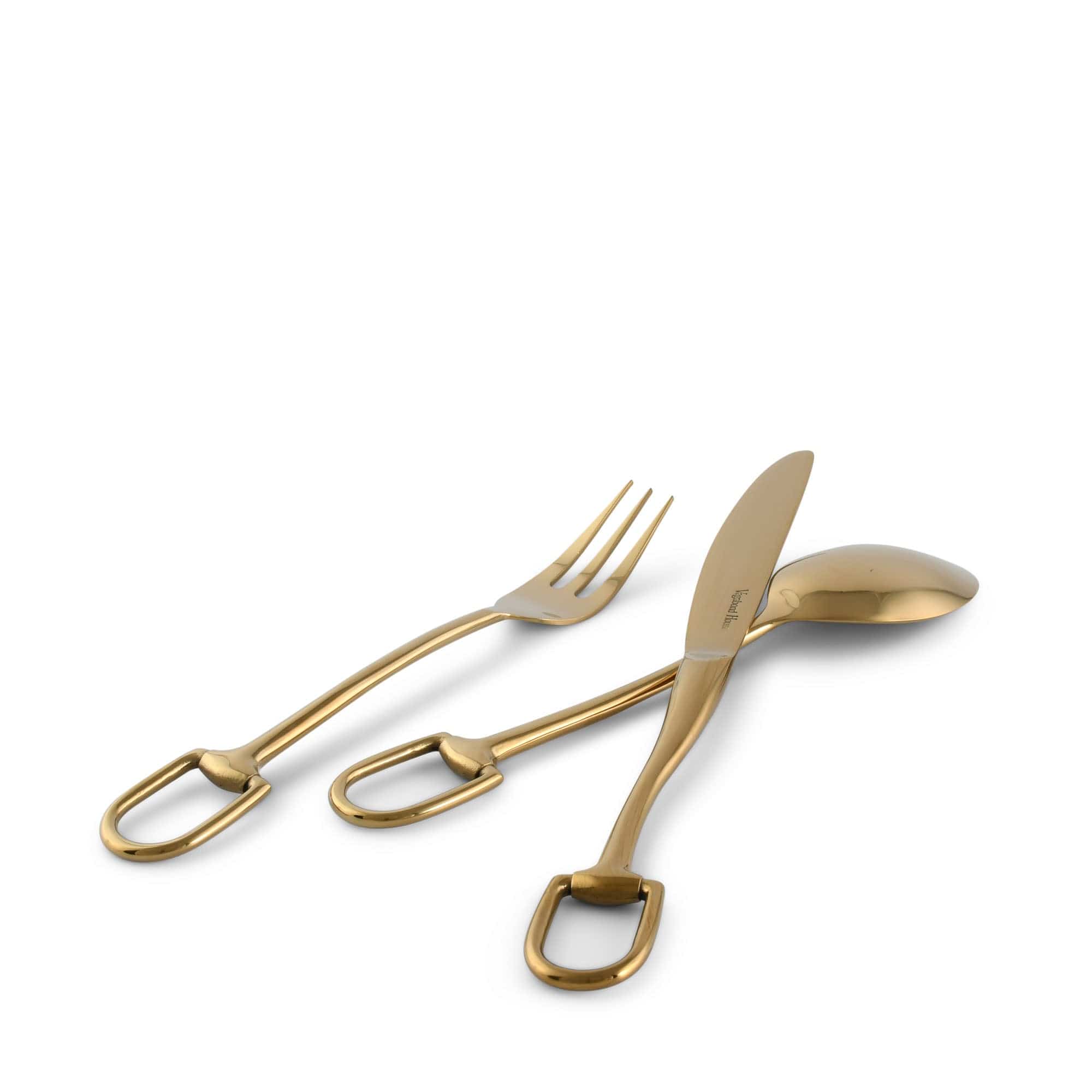 Vagabond House Serveware Vagabond House Stirrup Five piece Flatware Set - Stainless Steel Shiny Gold