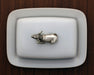 Vagabond House Serveware Vagabond House Stoneware Butter Dish with Pewter Mabel the Cow