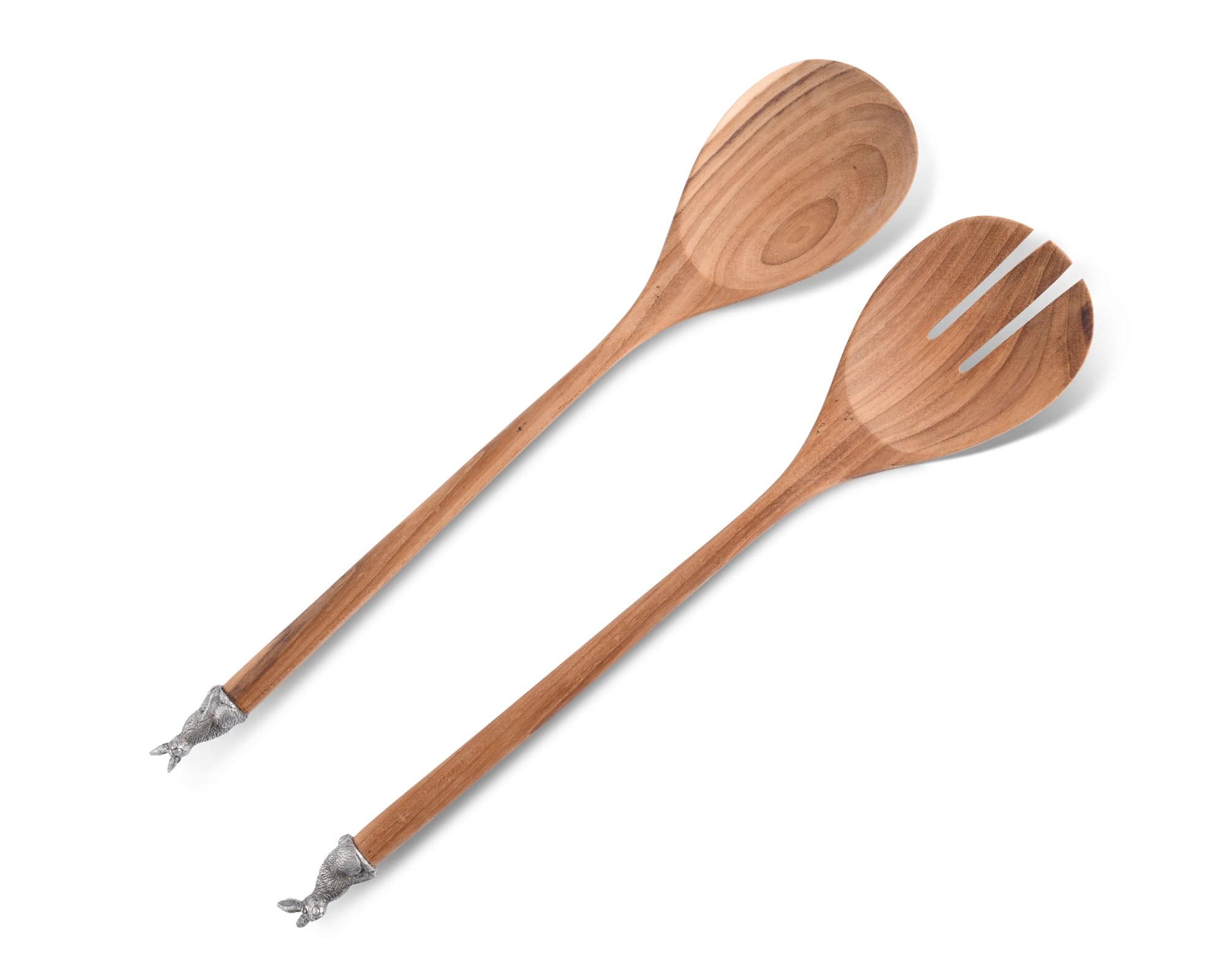 Vagabond House Serveware Vagabond House Teak Salad Servings with Pewter Bunny End