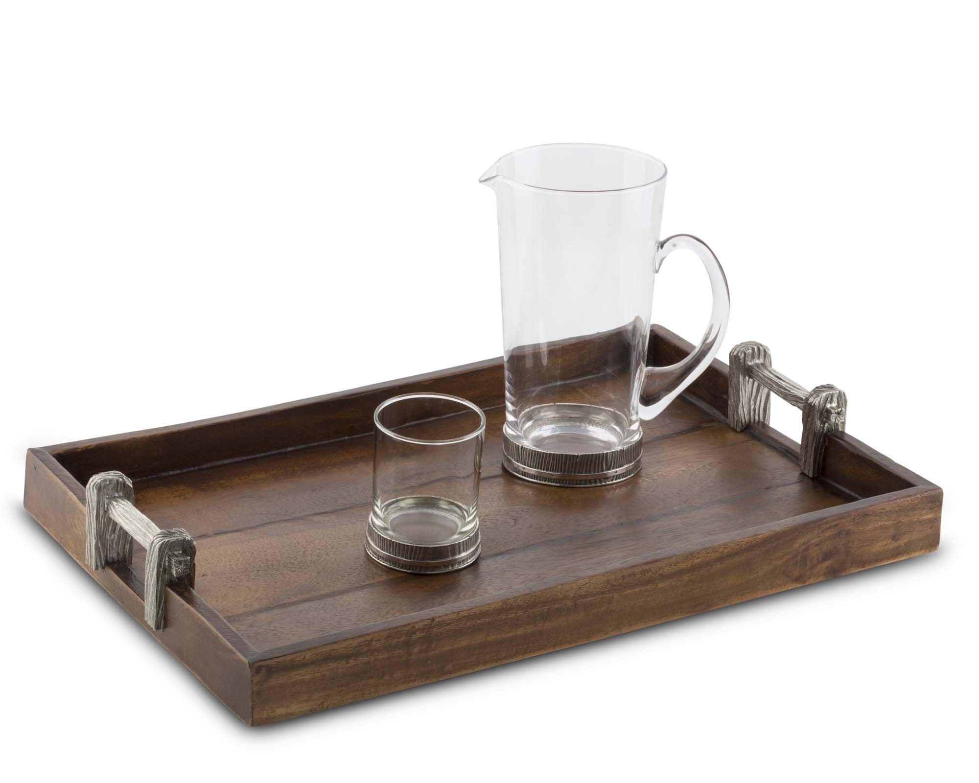 Vagabond House Serveware Vagabond House Wood Tray With Faux Bois Handles