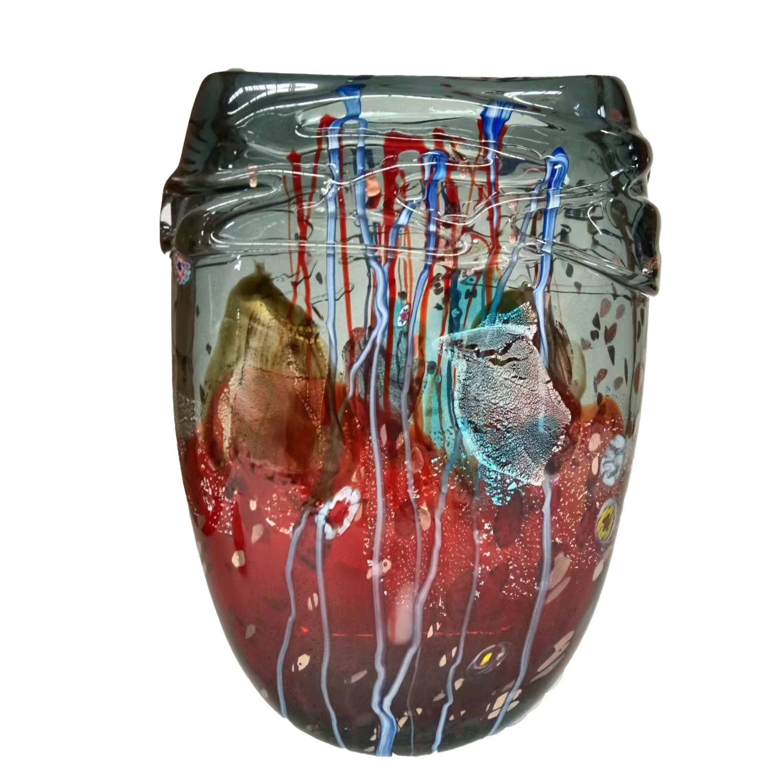 Viz Art Glass Art Glass Color Mosaic - Handblown Art Glass Vase 8012 by Viz Glass