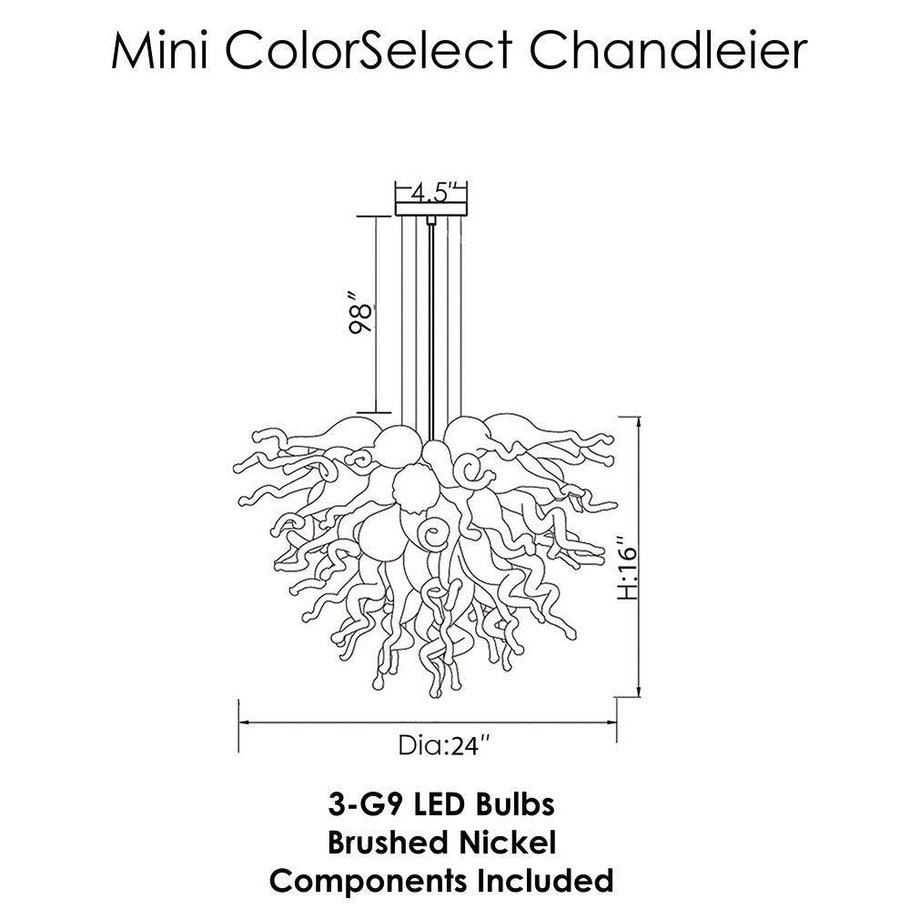 Viz Art Glass Art Glass ColorSelect Monochrome Mini Blown Glass Chandelier by Viz Glass