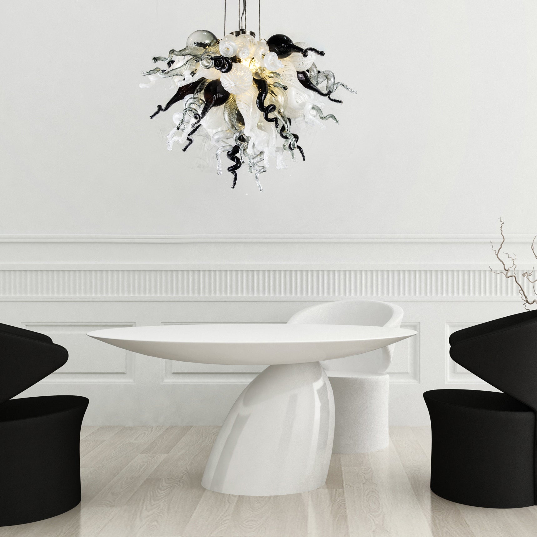 Viz Art Glass Art Glass ColorSelect Monochrome Mini Blown Glass Chandelier by Viz Glass