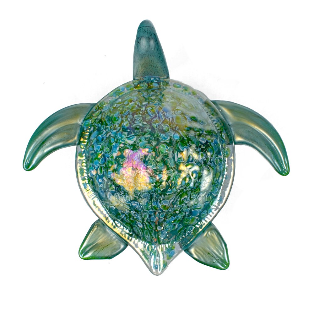 Viz Art Glass Art Glass Tropical Sea Turtle Wall Art Large by Viz Glass 7821BIR