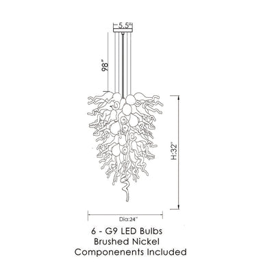 Viz Art Glass Lighting Viz Art Glass ColorSelect Desert Rose Tall Blown Glass Chandelier