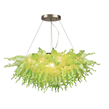 Viz Art Glass Lighting Viz Art Glass ColorSelect Mint Macaroon Linear Blown Glass Chandelier